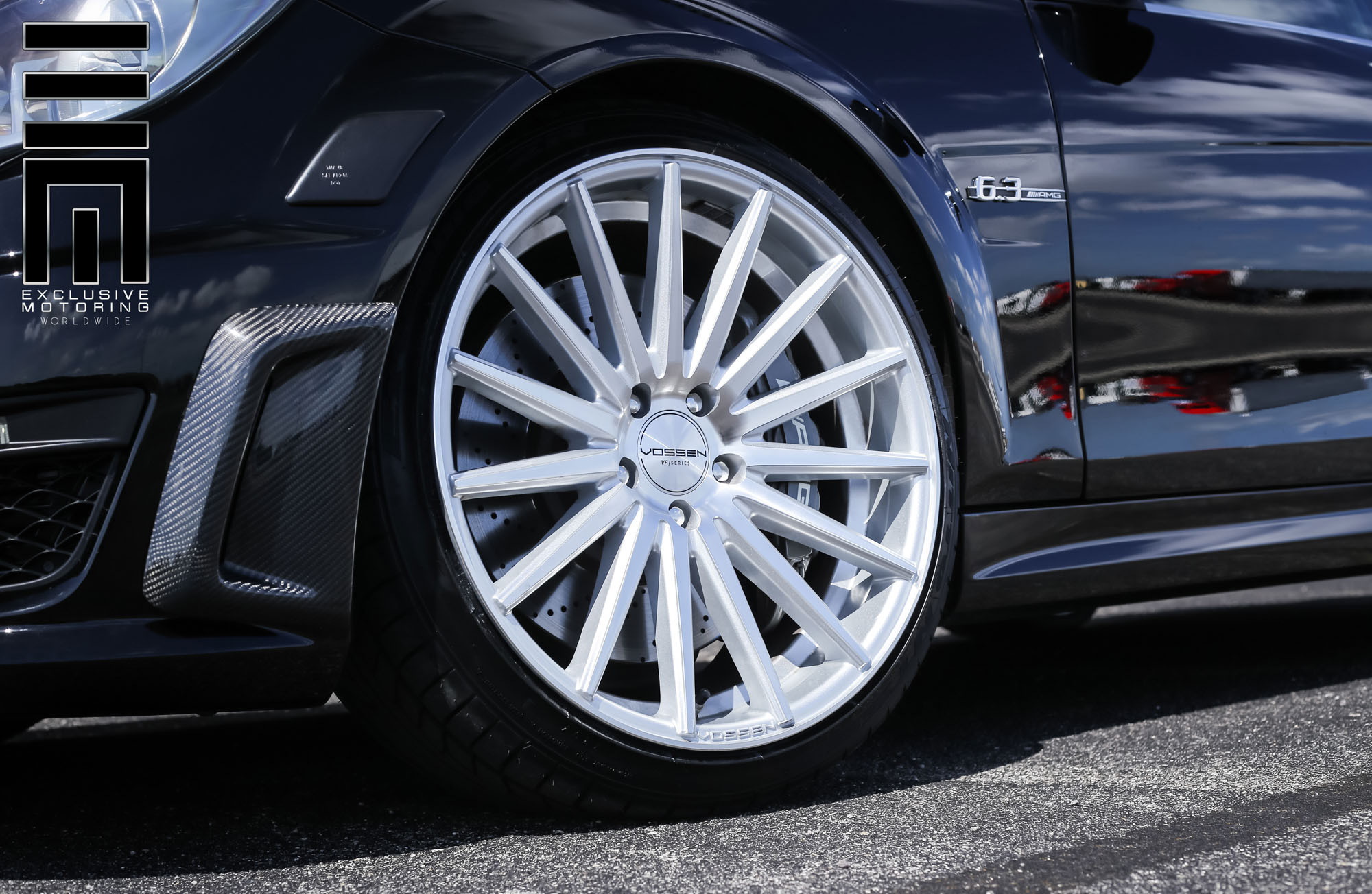Carbon Fiber Scoops on Black Mercedes C Class - Photo by Vossen