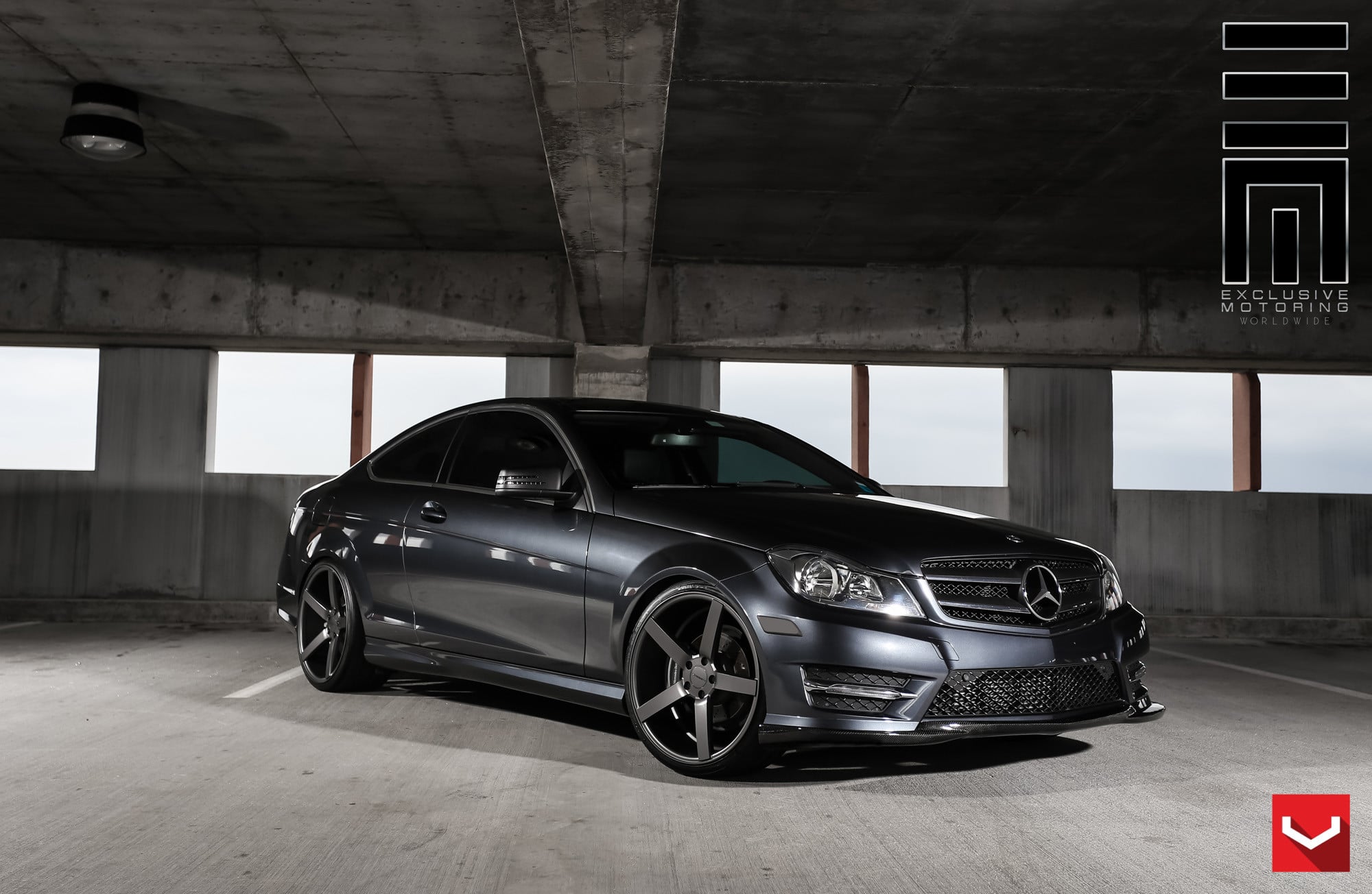 Carbon Fiber Front Lip on Mercedes C Class - Photo by Vossen