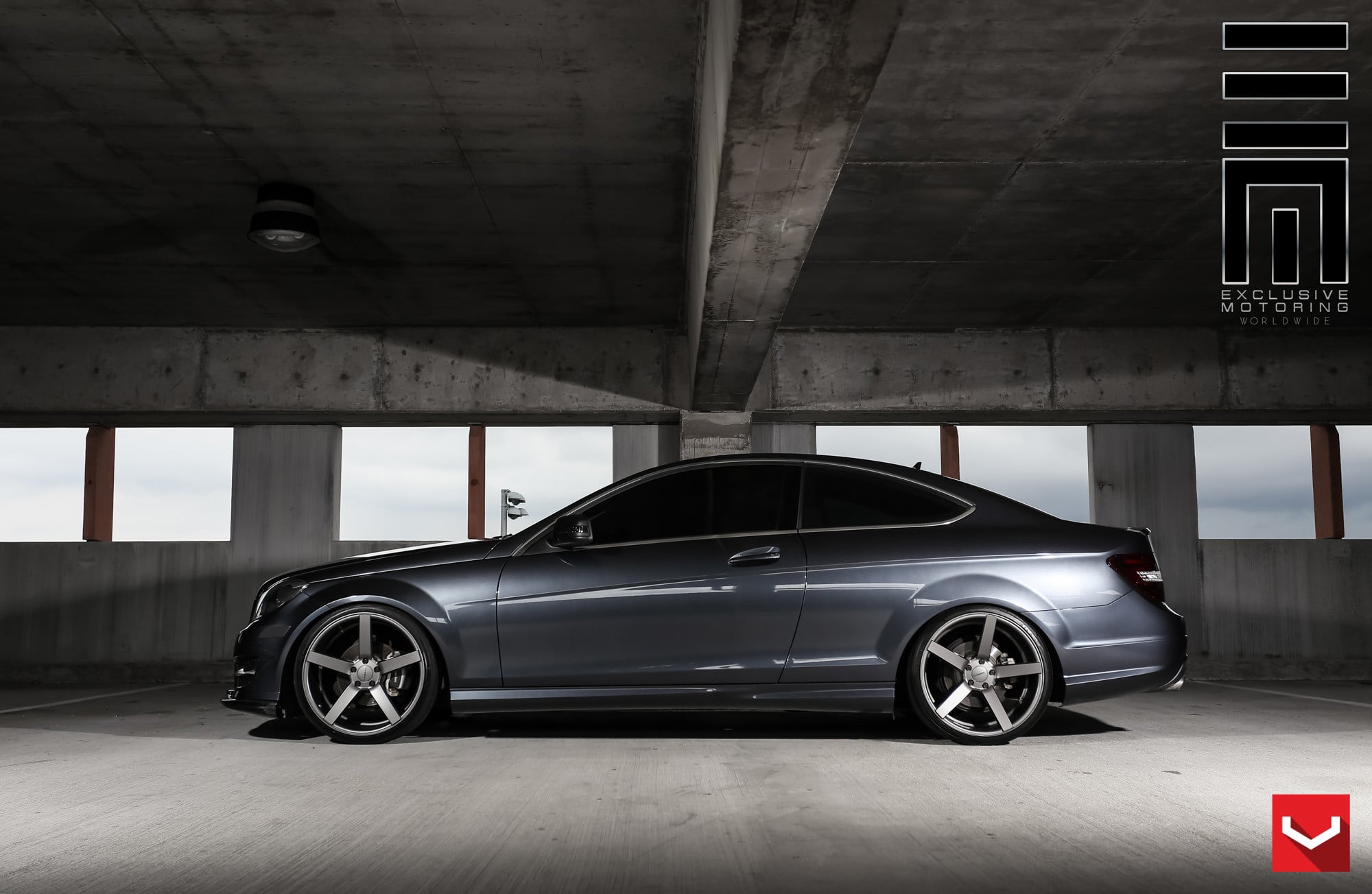 Black Mercedes C Class with Dark Smoke Vossen Wheels - Photo by Vossen