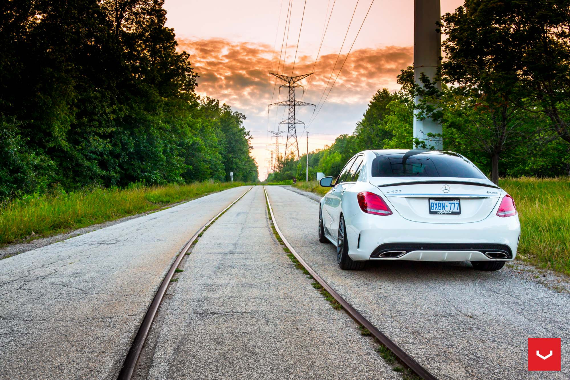 White Mercedes C Class with Rear Bumper Cover - Photo by Vossen