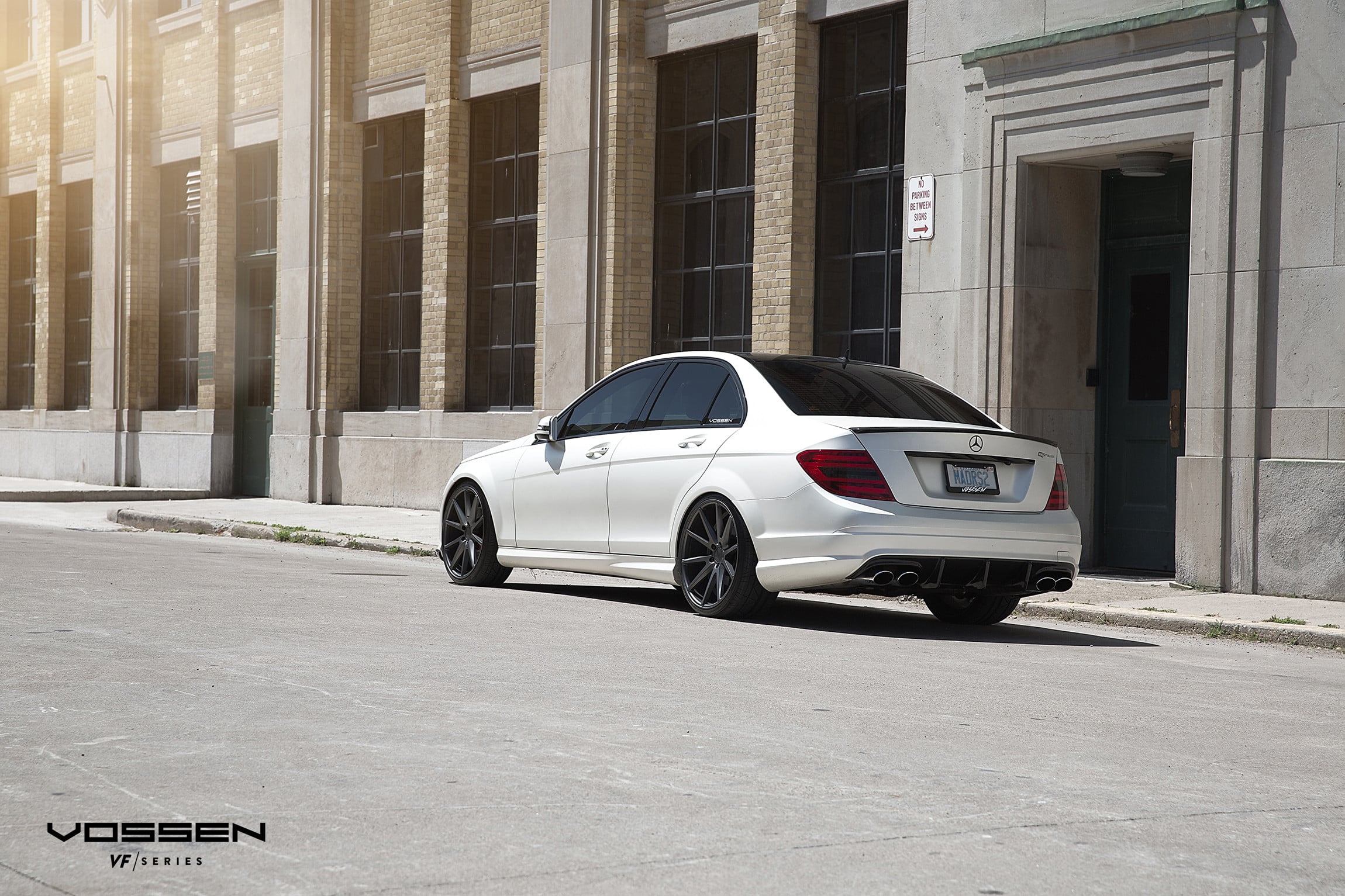 White Mercedes C Class with Custom Vossen VFS Rims - Photo by Vossen