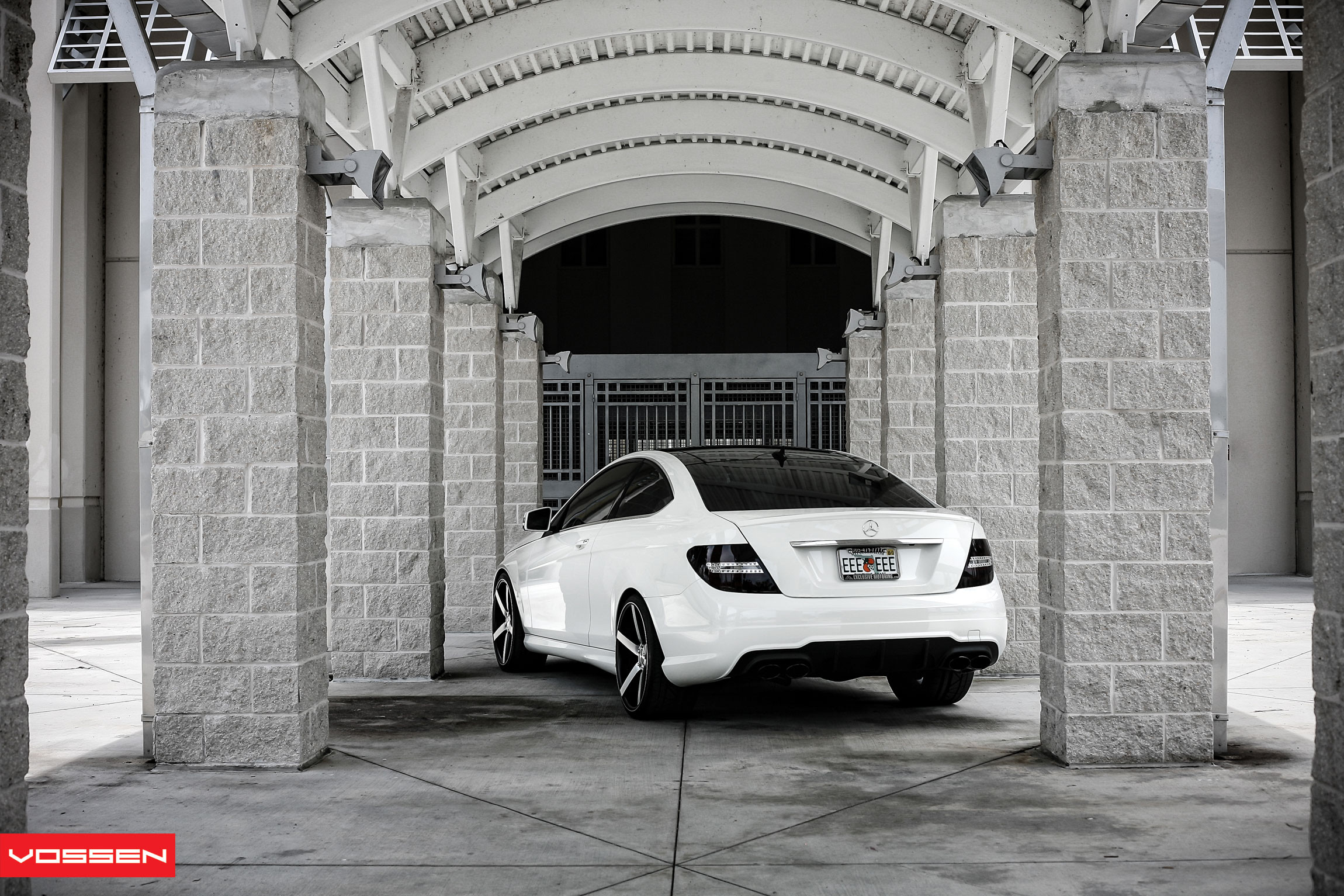 White Mercedes C Class with Red Smoke Taillights - Photo by Vossen