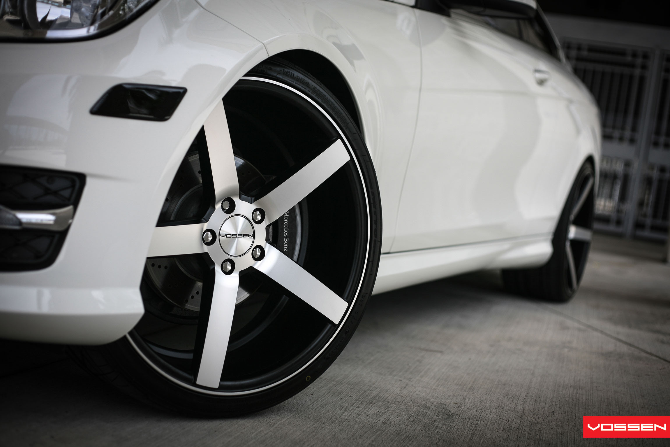 CV Chrome Vossen Wheels on White Mercedes C Class - Photo by Vossen