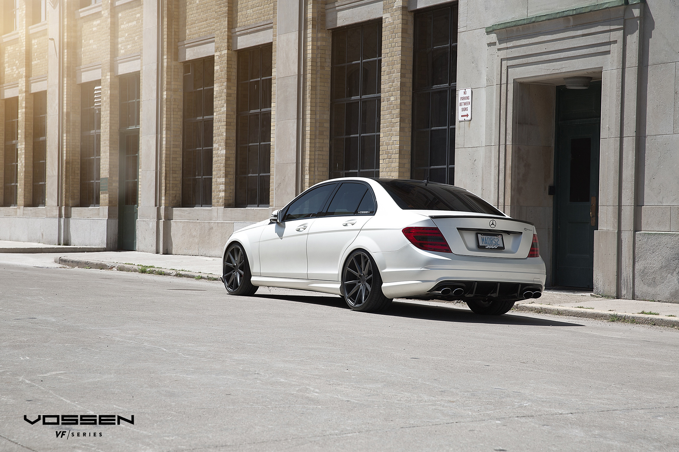 White Mercedes C Class Custom Rear Spoiler - Photo by Vossen