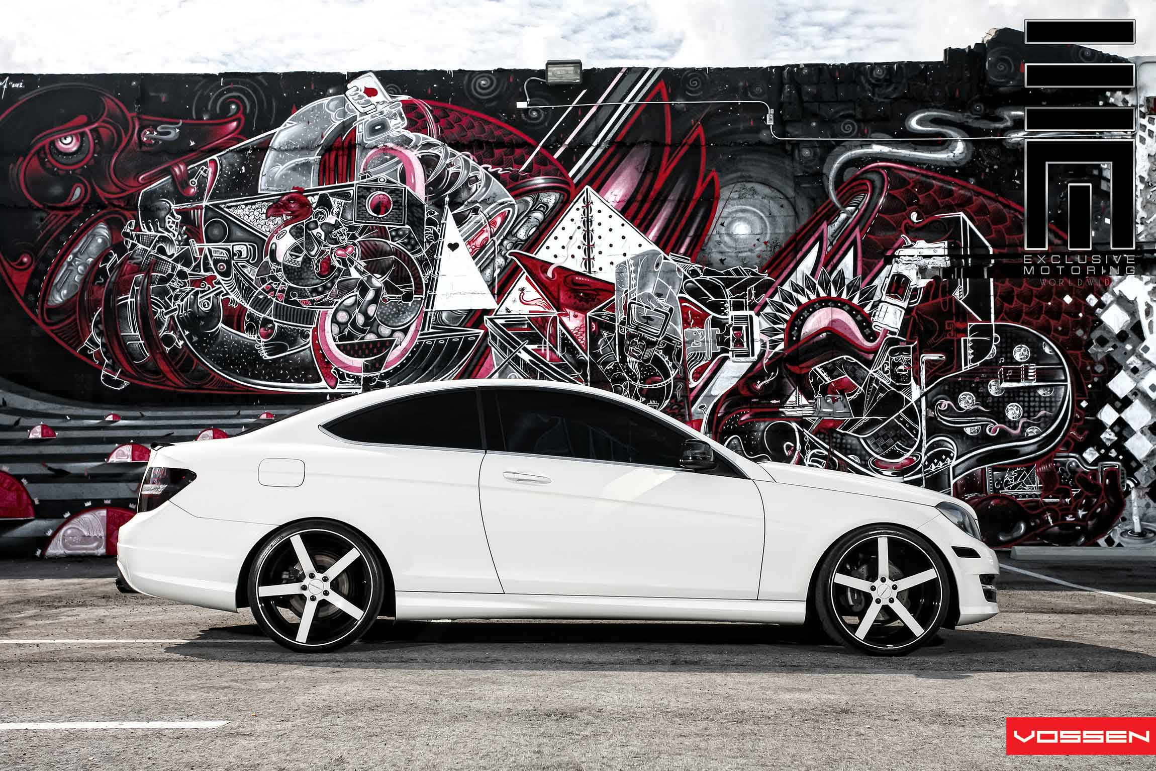 Chrome Vossen Wheels on White Mercedes C Class - Photo by Vossen