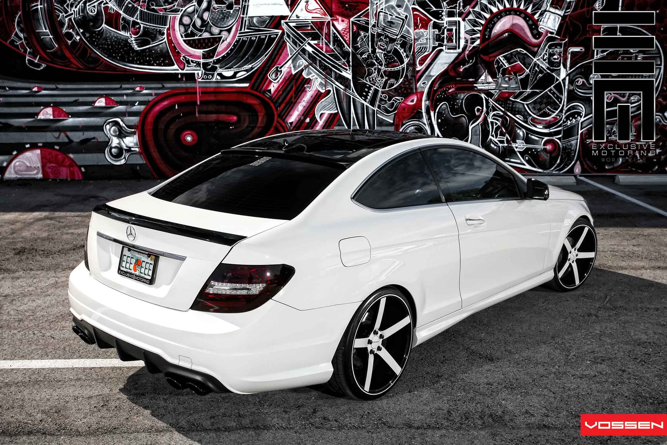 Factory Style Rear Spoiler on White Mercedes C Class - Photo by Vossen