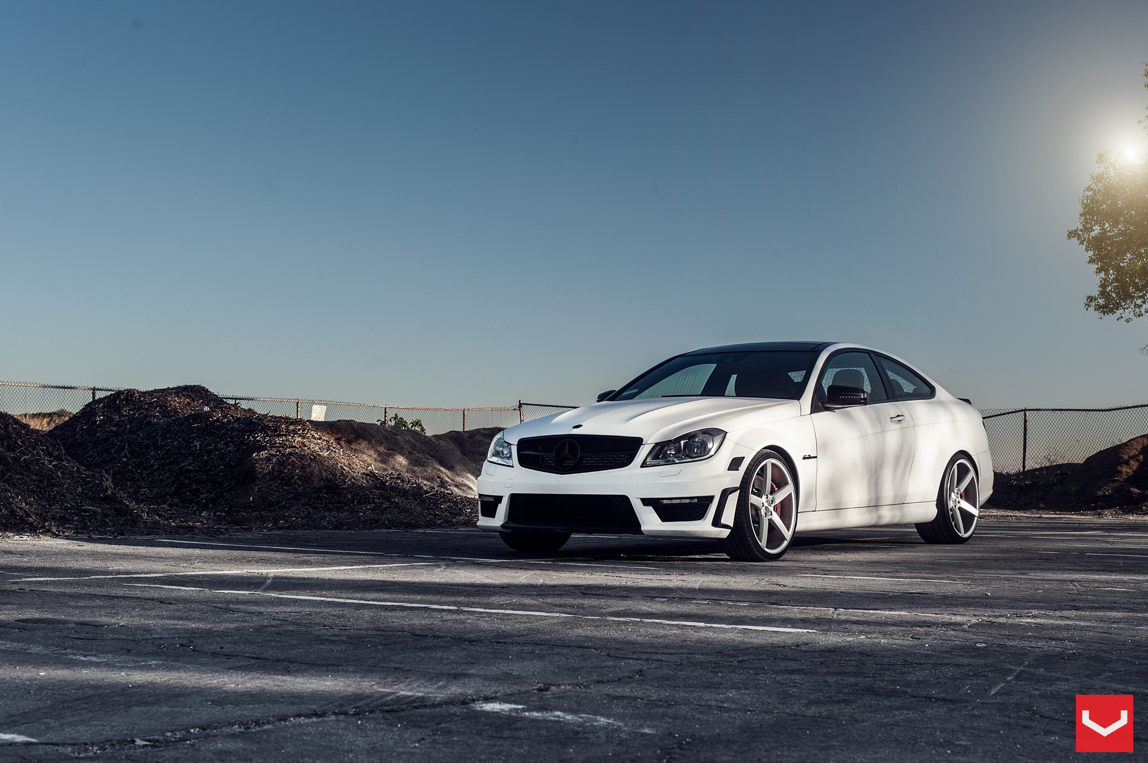 White Mercedes C Class with Custom Hood - Photo by Vossen