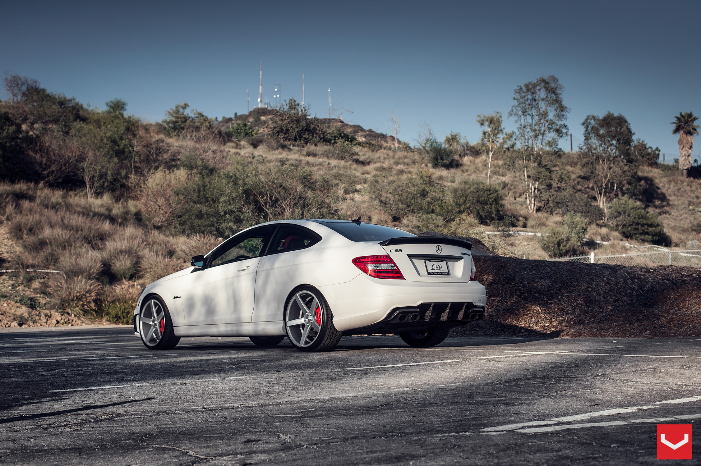 Aftermarket Rear Spoiler on White Mercedes C Class - Photo by Vossen