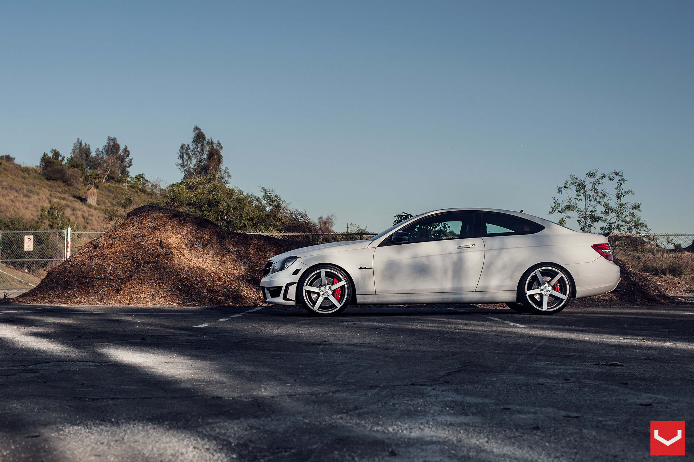 Vossen Rims with Red Brakes on White Mercedes C Class - Photo by Vossen