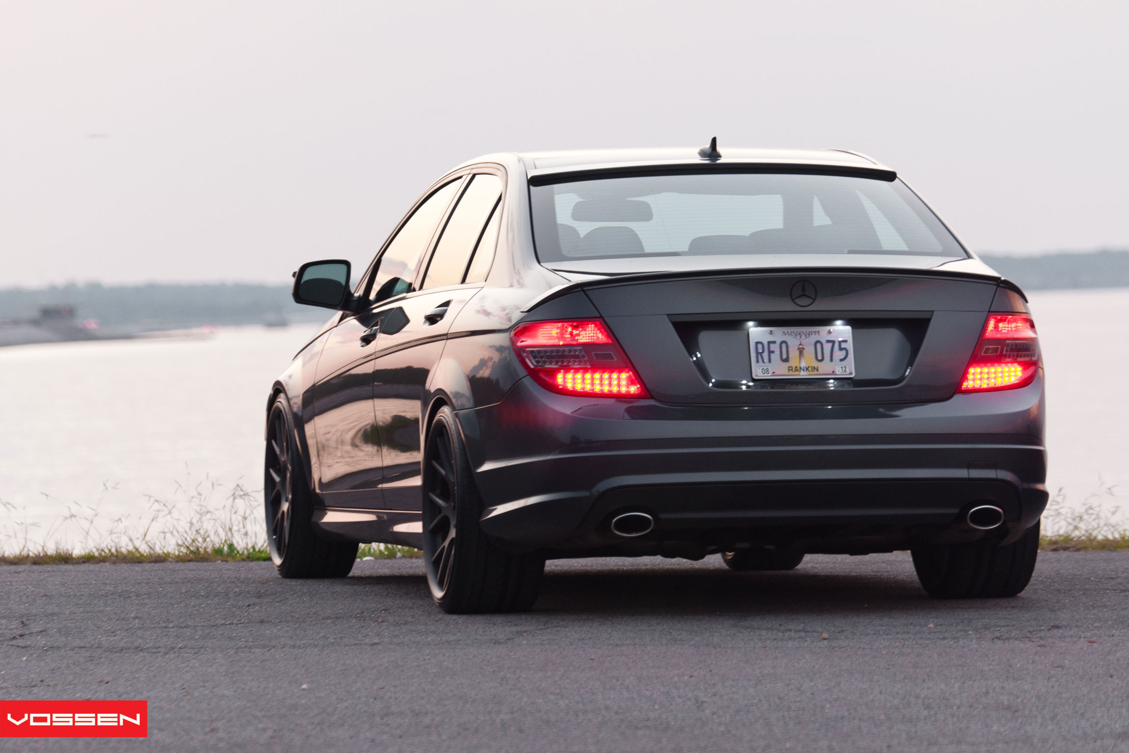 Black Mercedes C Class with Rear Spoiler - Photo by Vossen
