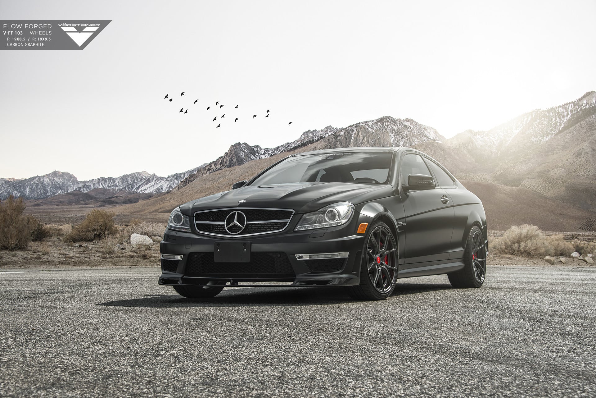 Black Mercedes C Class with Dark Smoke Headlights - Photo by Vorstiner