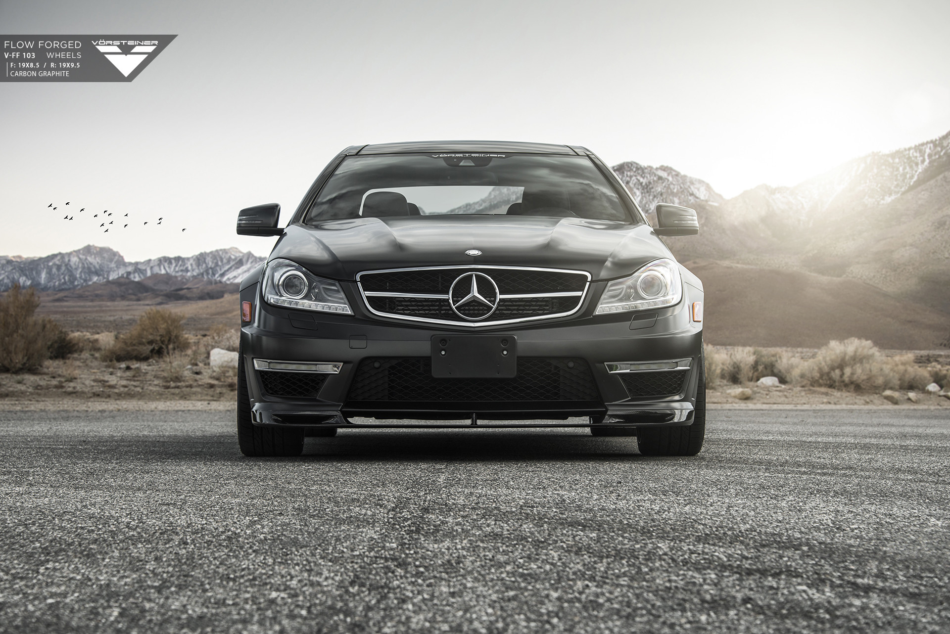 Black Mercedes C Class with Carbon Fiber Front Lip - Photo by Vorstiner