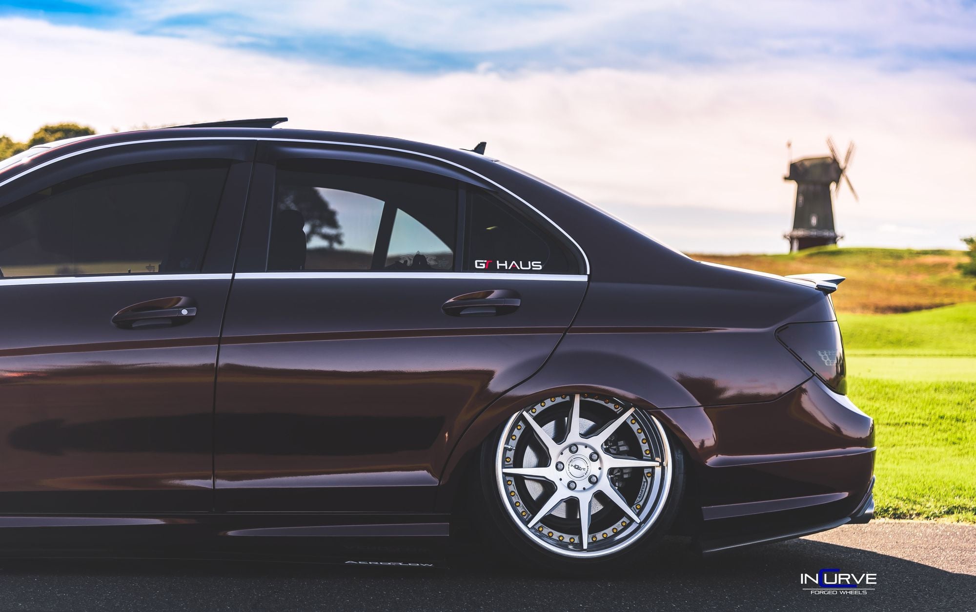 Red Mercedes C Class with TS-8 Incurve Rims - Photo by Incurve Wheels