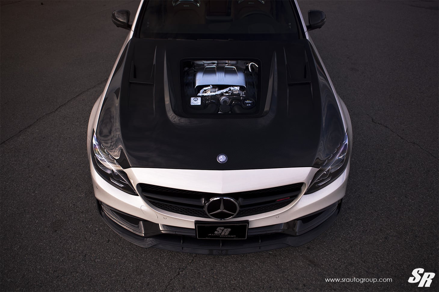 Custom White Mercedes C Class Engine Components - Photo by SR Auto Group