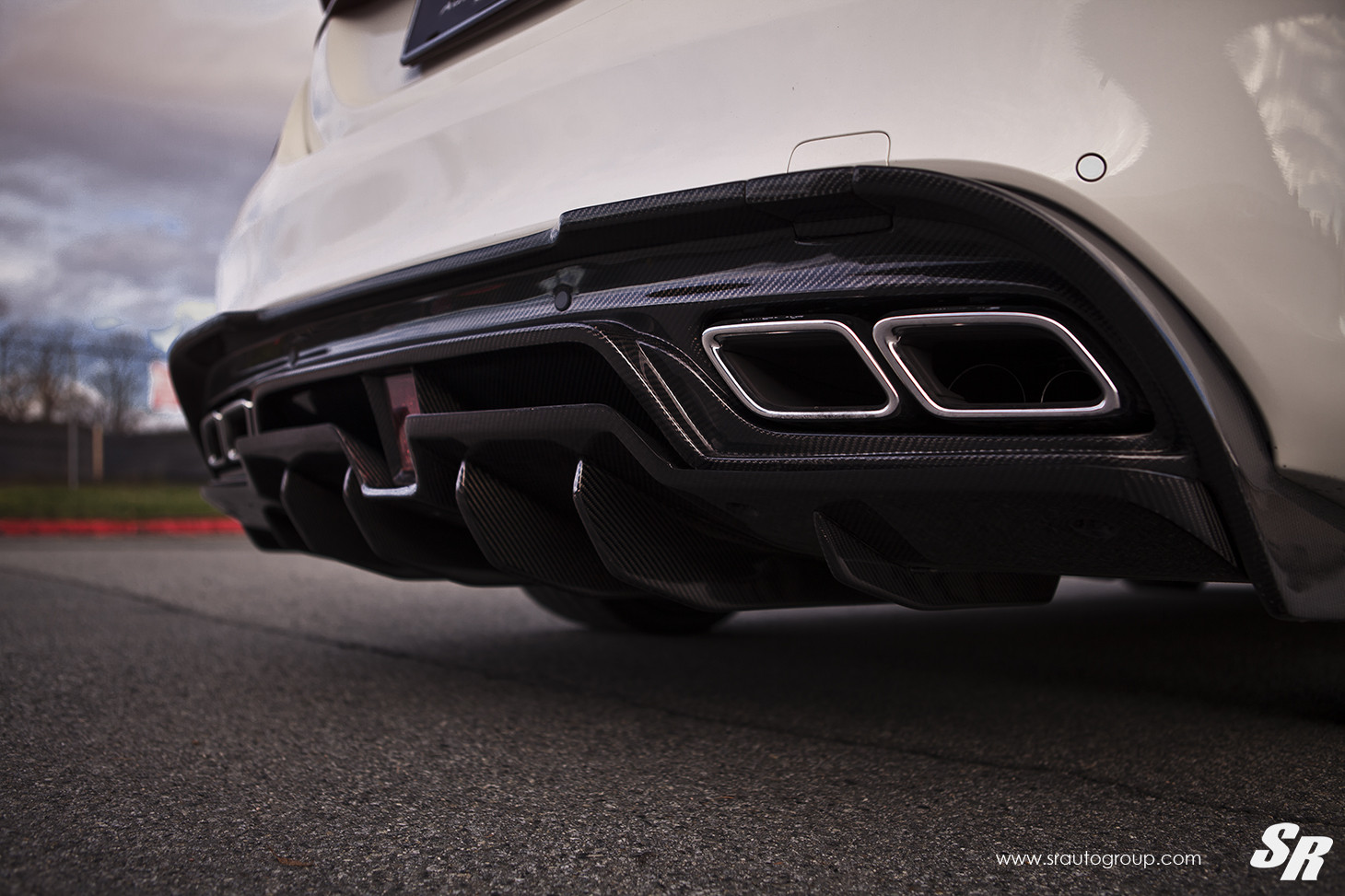 White Mercedes C Class with Carbon Fiber Rear Diffuser - Photo by SR Auto Group
