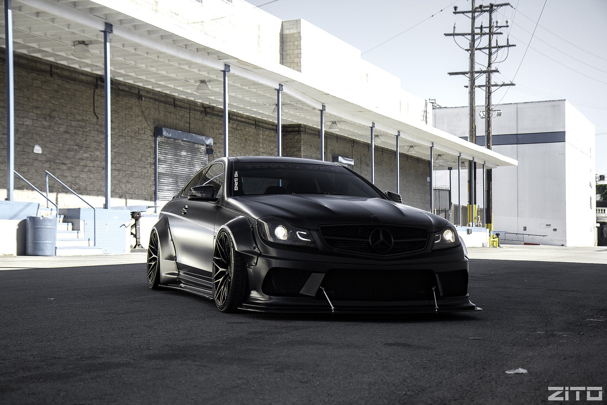 Custom Stanced Black Matte Mercedes C Class - Photo by Zito Wheels
