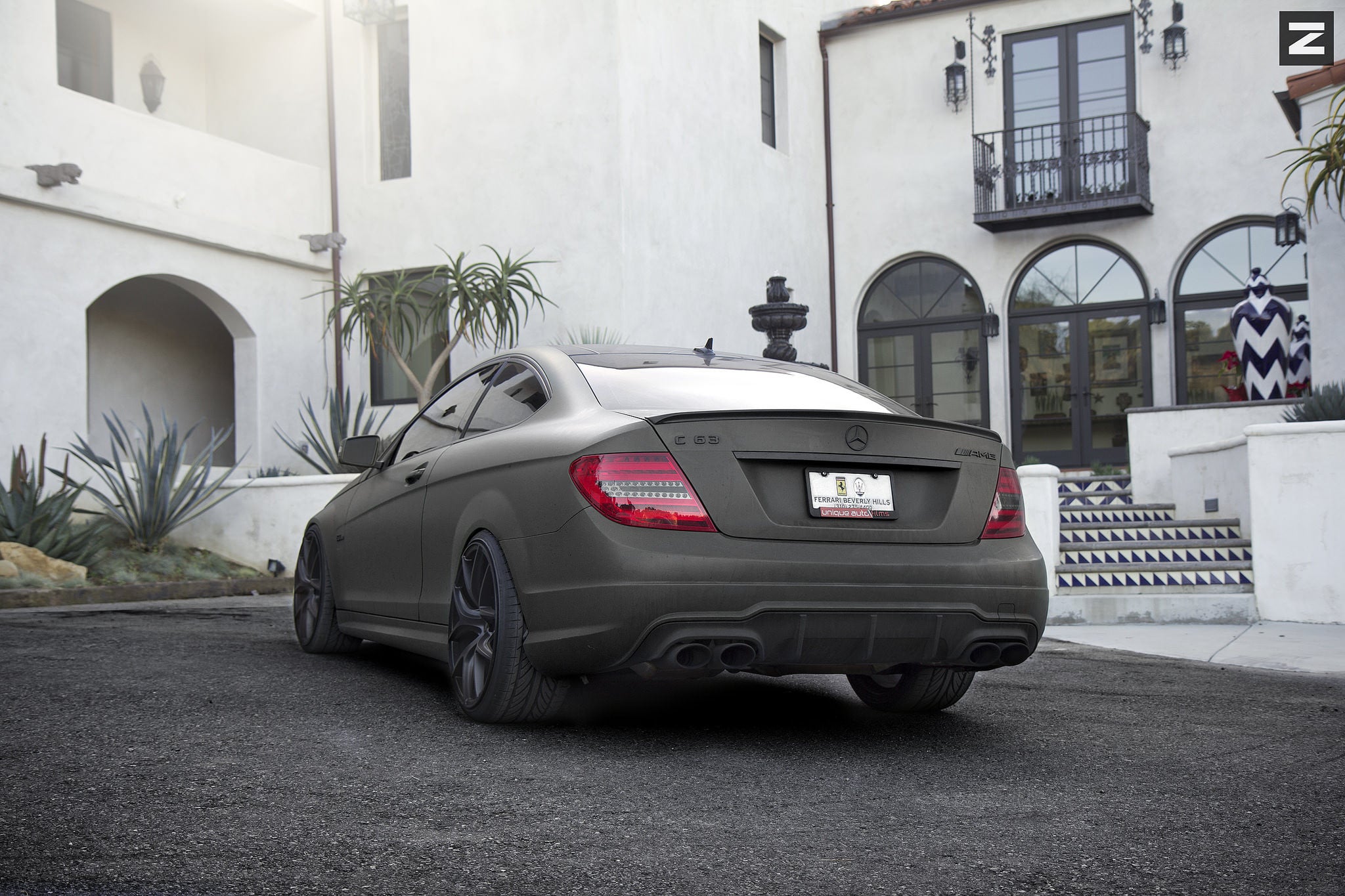 Rear Lip Spoiler on Matte Gray Mercedes C Class - Photo by Zito Wheels