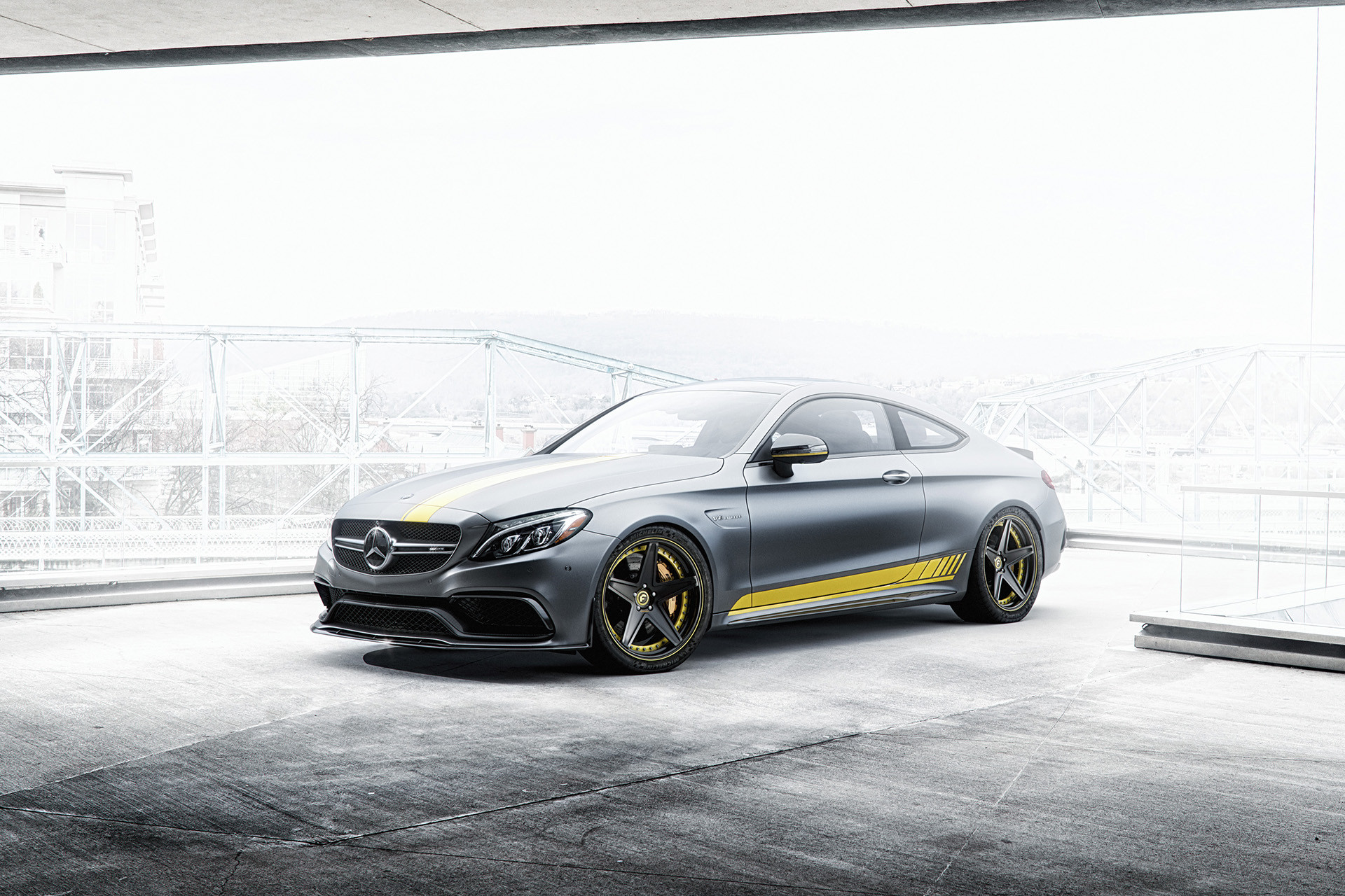 Michelin Tires on Gray Mercedes C Class - Photo by Forgiato
