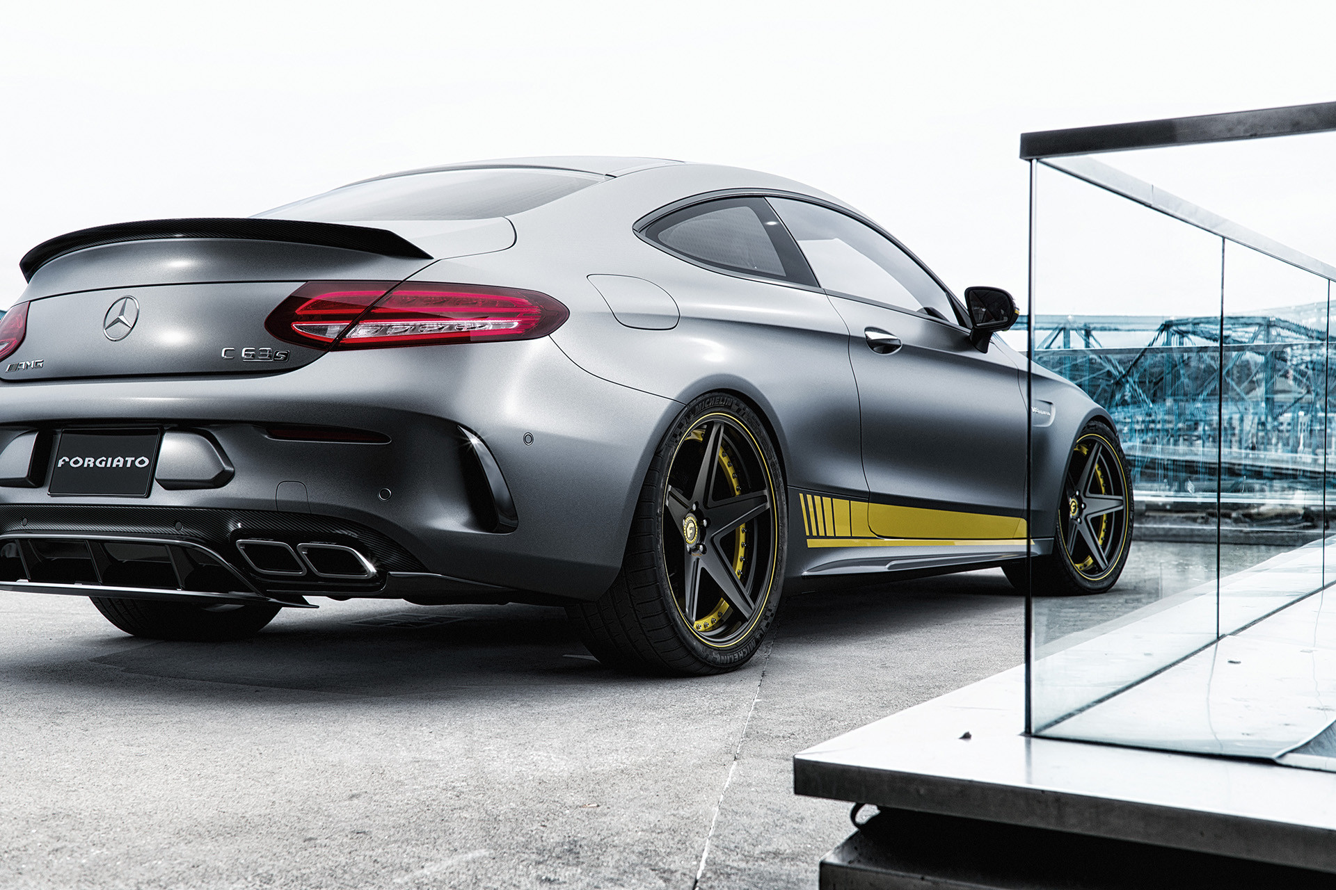 Carbon Fiber Rear Diffuser on Gray Mercedes C Class - Photo by Forgiato