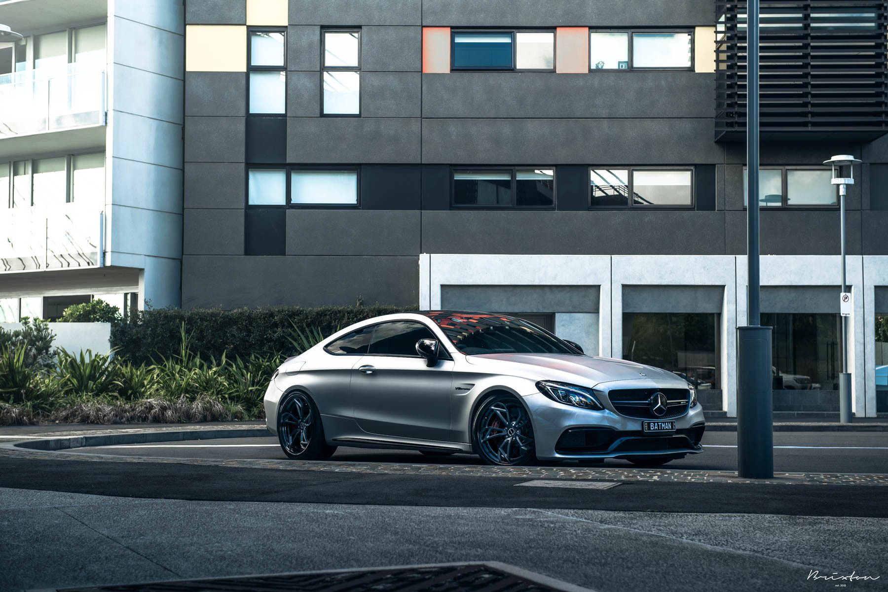 Aftermarket Front Bumper on Silver Mercedes C Class - Photo by Brixton Forged Wheels