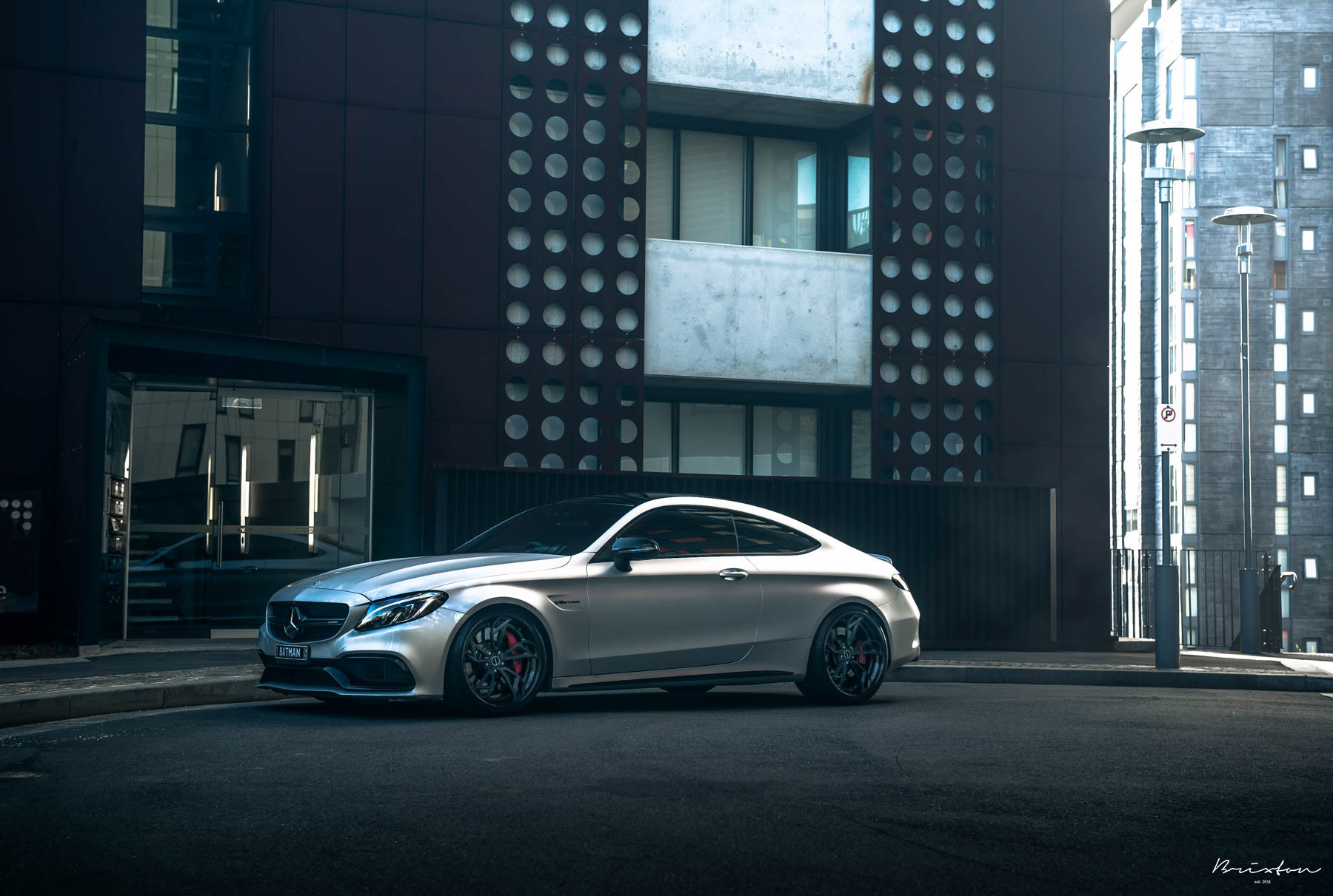 Silver Mercedes C Class with Custom Headlights - Photo by Brixton Forged Wheels