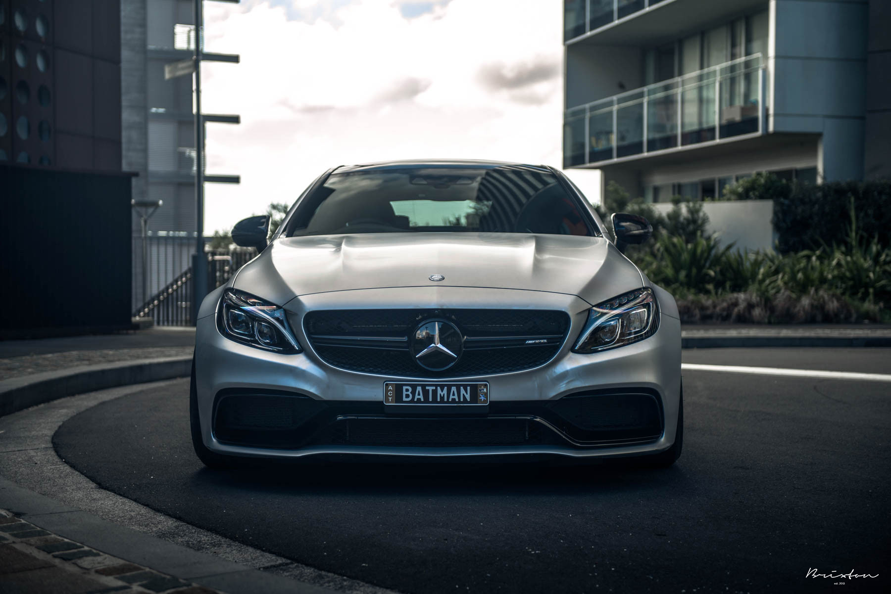 Carbon Fiber Canards on Silver Mercedes C Class - Photo by Brixton Forged Wheels