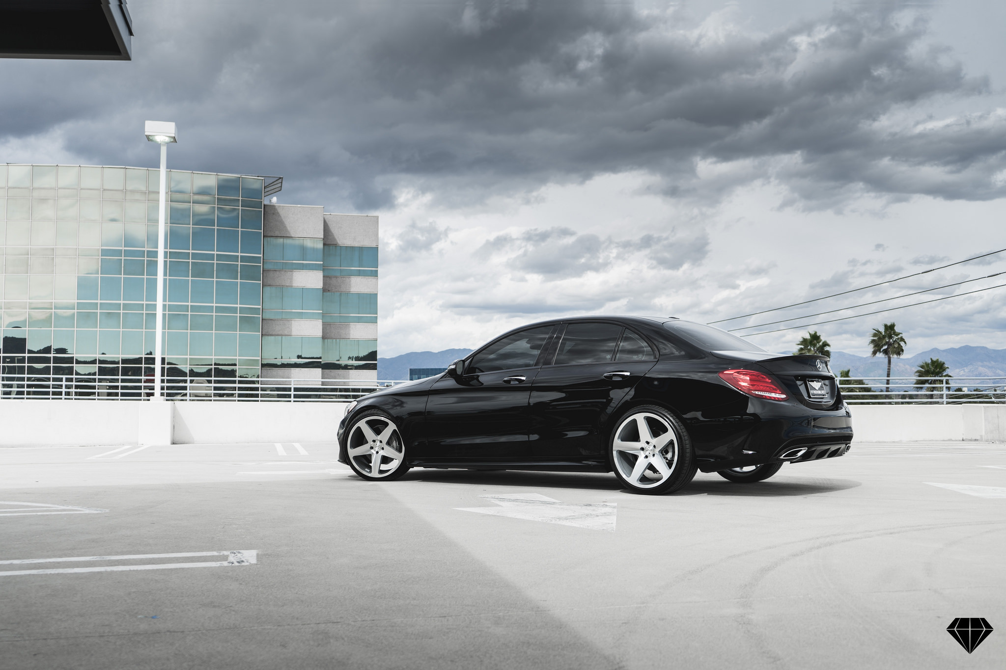 Custom Rear Diffuser on Black Mercedes C Class - Photo by Blaque Diamond Wheels