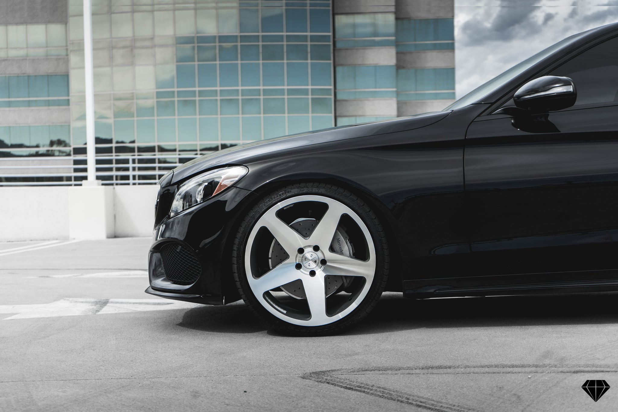 Black Mercedes C Class with 20 Inch Blaque Diamond Rims - Photo by Blaque Diamond Wheels