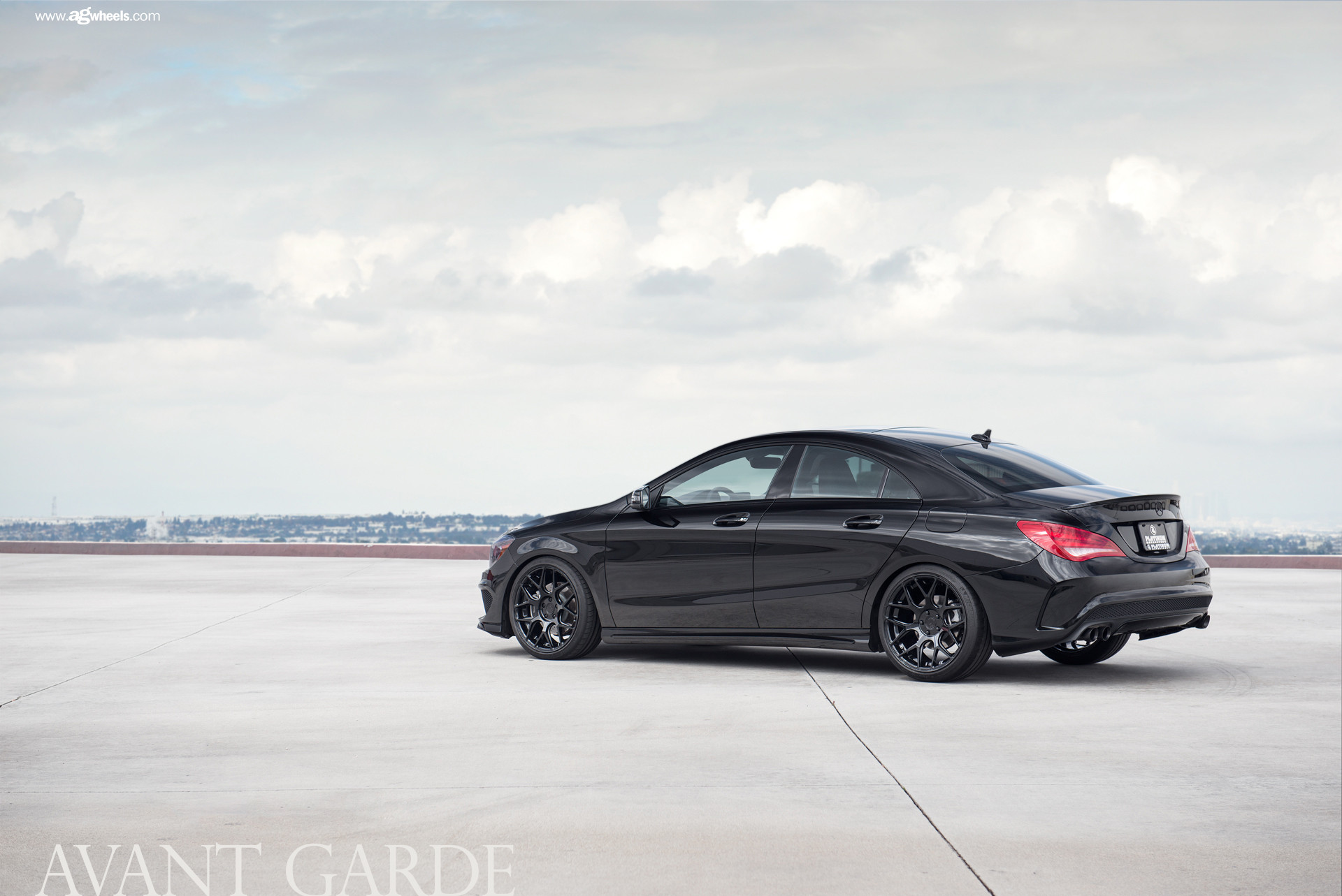 Shark Fin Antenna on Black Mercedes CLA Class - Photo by Avant Garde Wheels