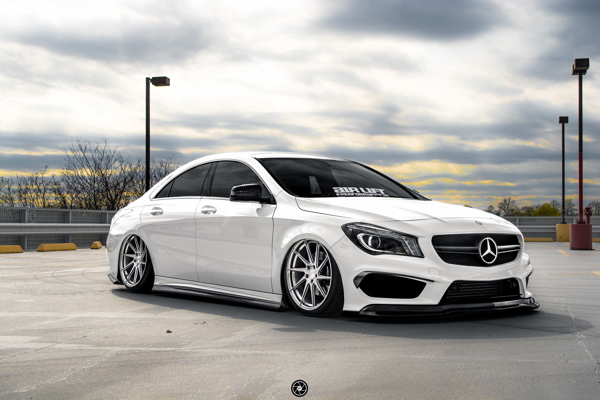 White Mercedes CLA with Aftermarket Front Lip - Photo by Avant Garde Wheels