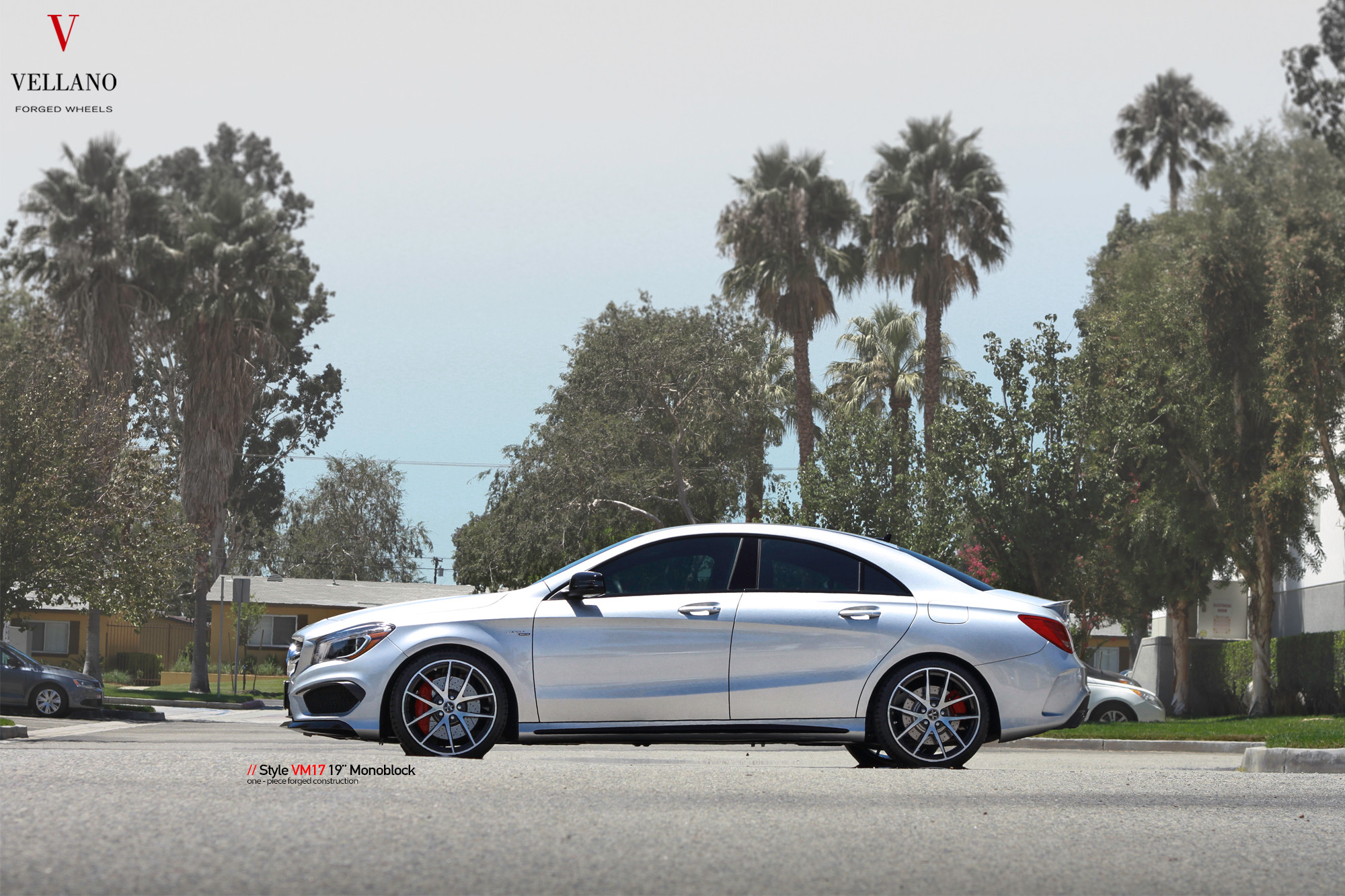 Custom Silver Mercedes CLA Class Side Skirts - Photo by Vellano