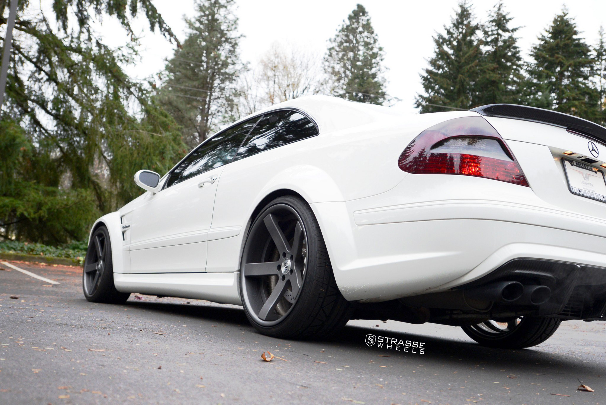 Bespoke White Mercedes CLK-Class Sitting Tight on Matte Black Strasse ...