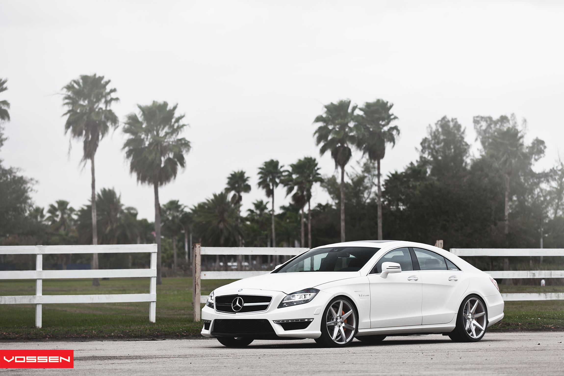 White Mercedes CLS V8 with Chrome Vossen Wheels - Photo by Vossen