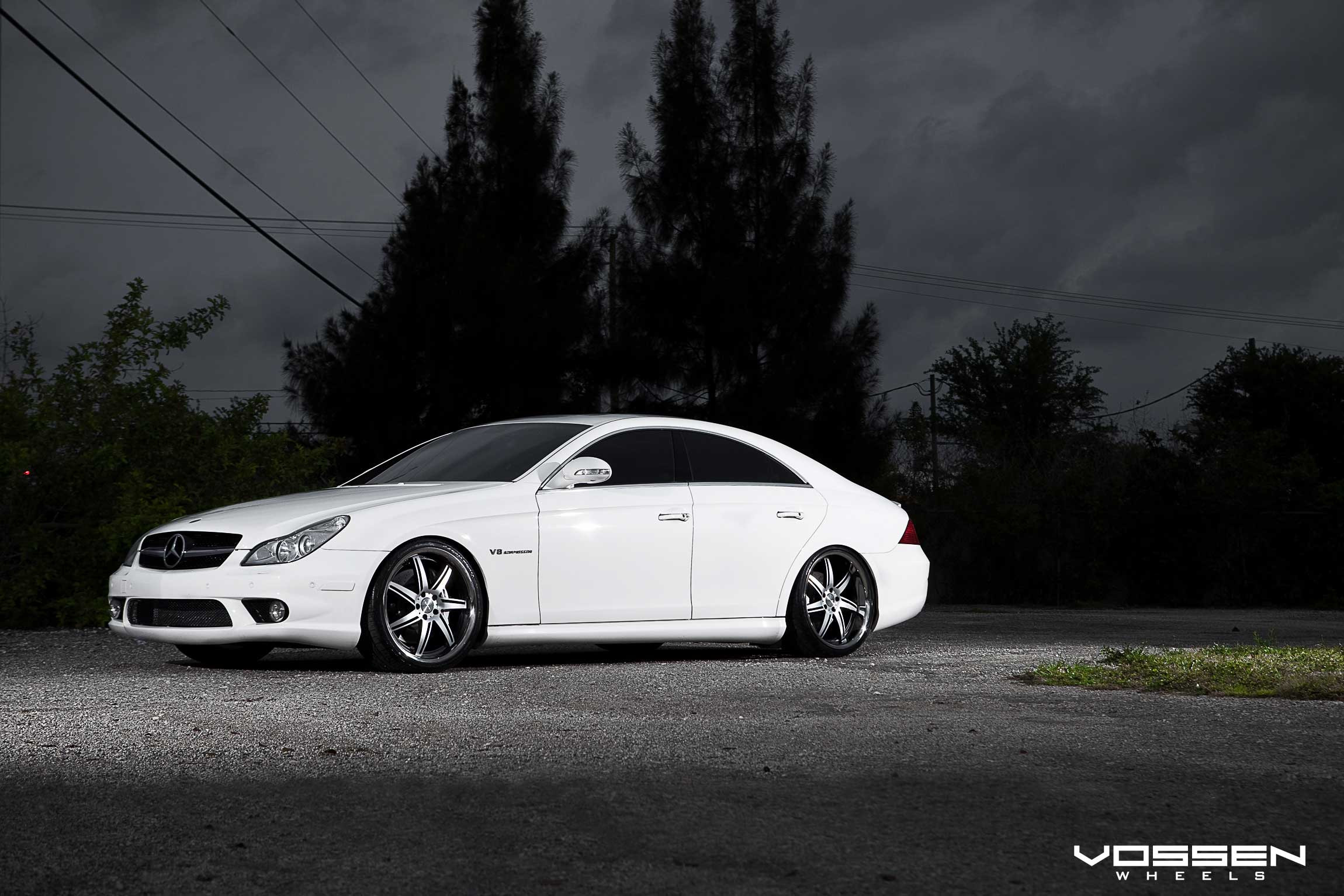 White Mercedes CLS with Custom Chrome Vossen Wheels - Photo by Vossen