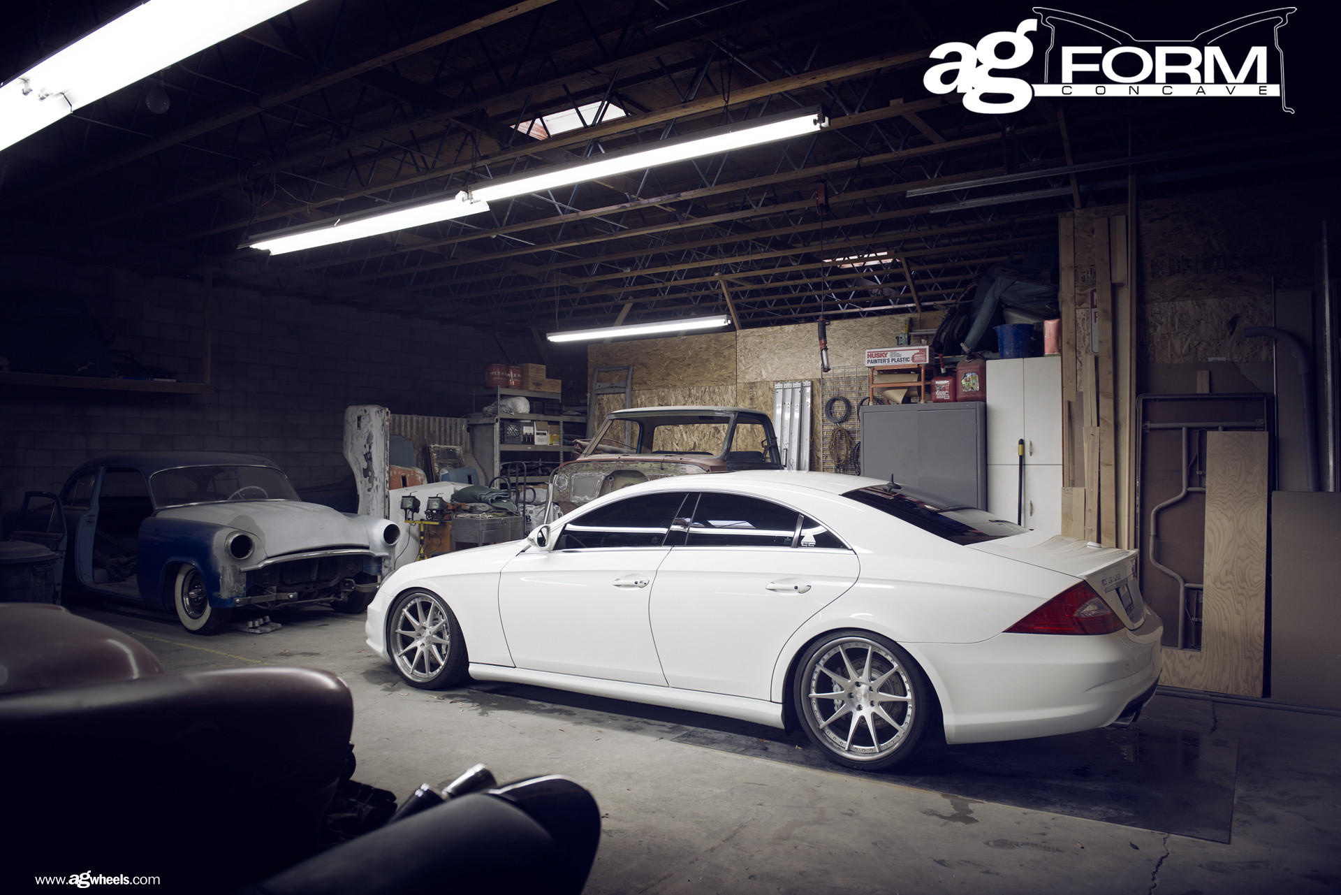 Custom White Mercedes CLS Side Skirts - Photo by Avant Garde Wheels