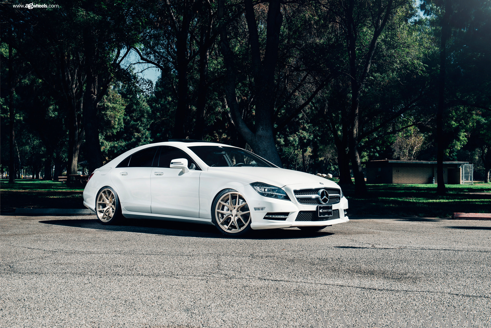 White Mercedes CLS with Aftermarket Front Bumper - Photo by Avant Garde Wheels
