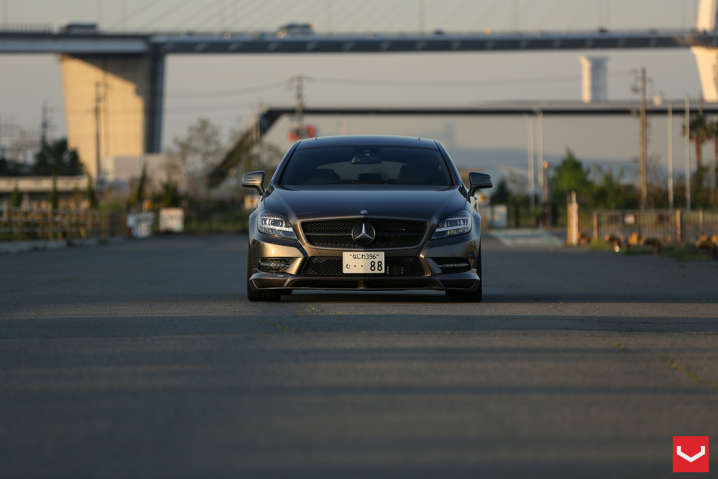 Blacked Out Custom Grille on Mercedes CLS - Photo by Vossen