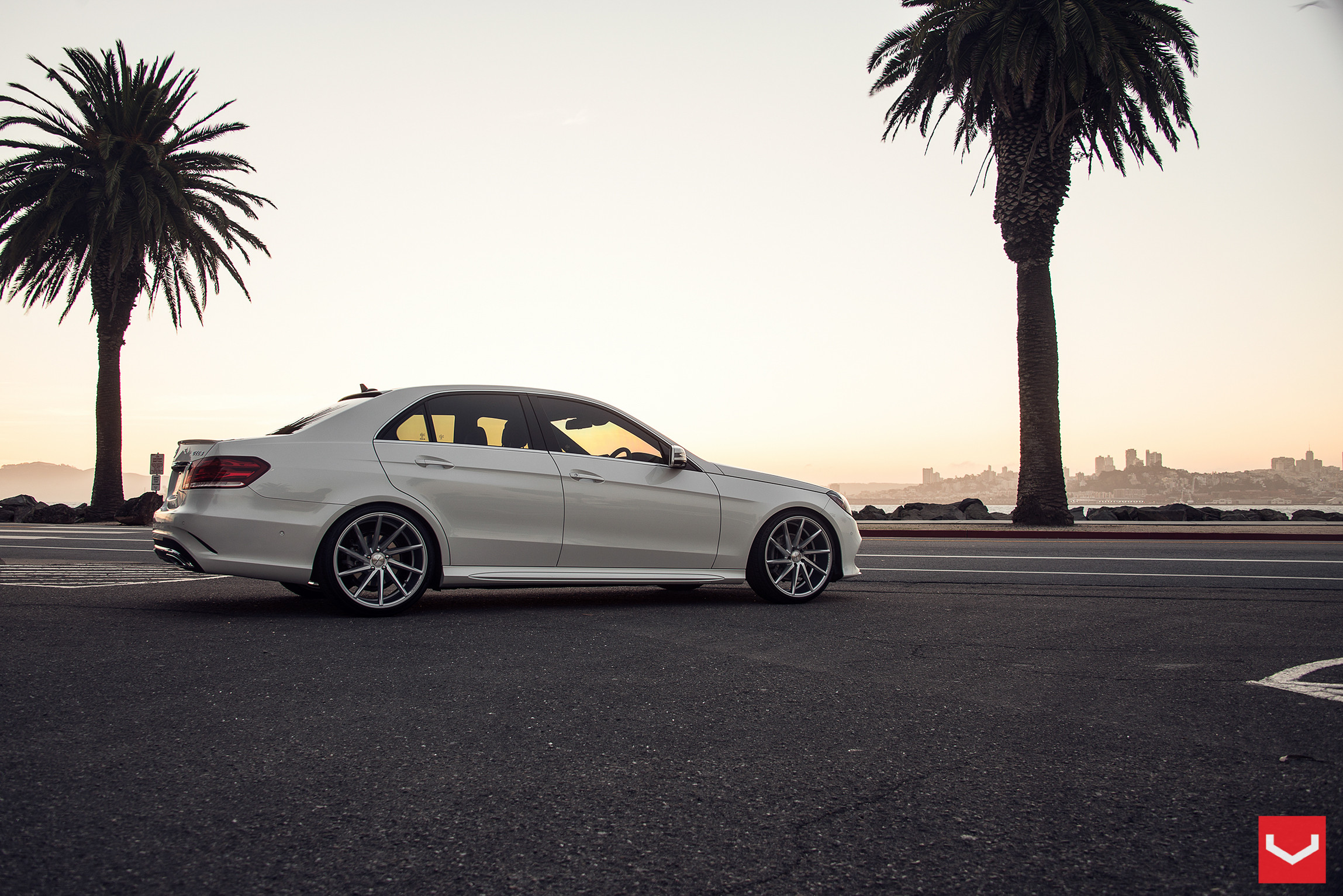 Bodyside Moldings on White Mercedes E Class - Photo by Vossen