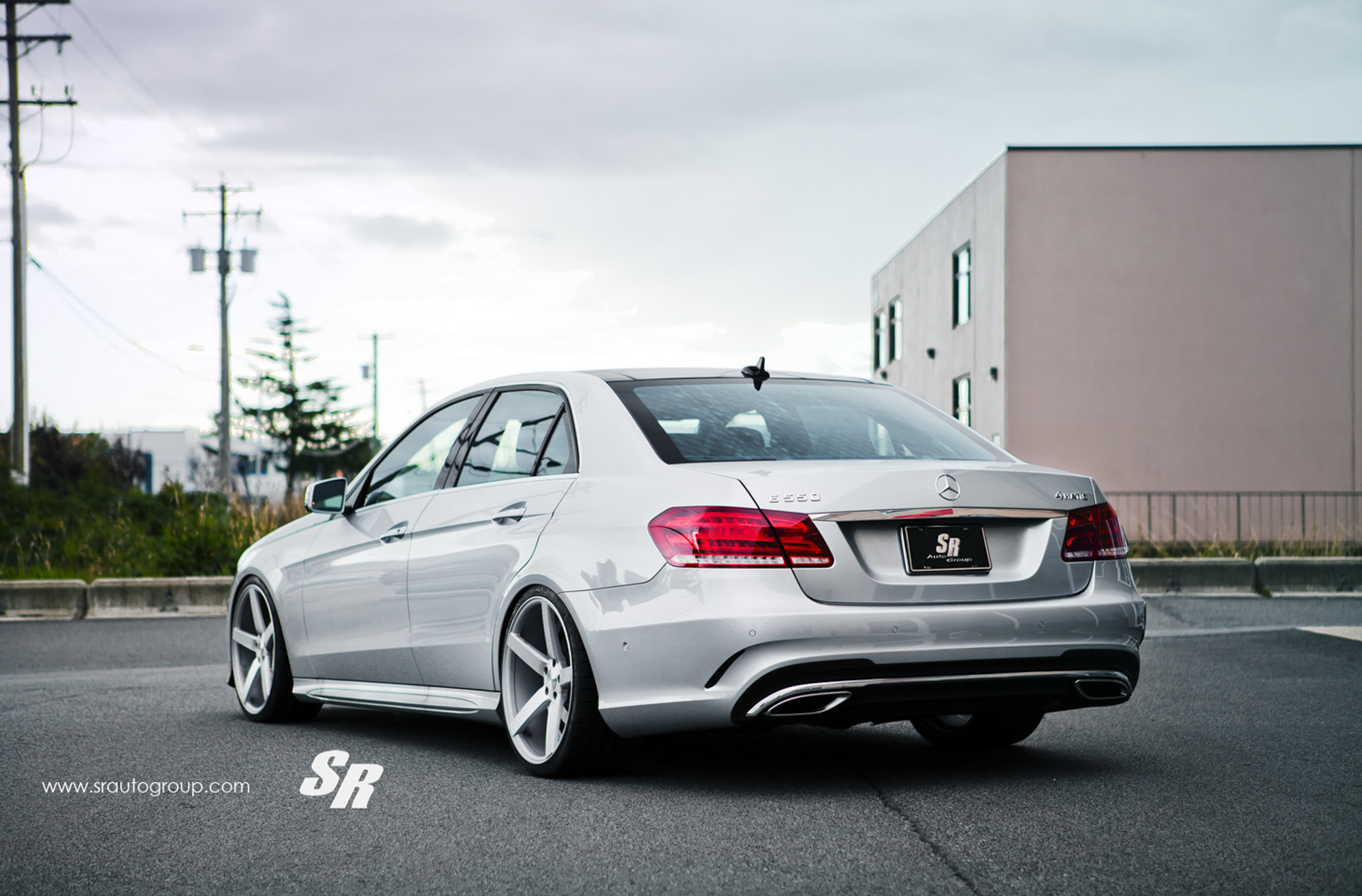 Aftermarket Rear Diffuser on White Mercedes E Class - Photo by Vossen