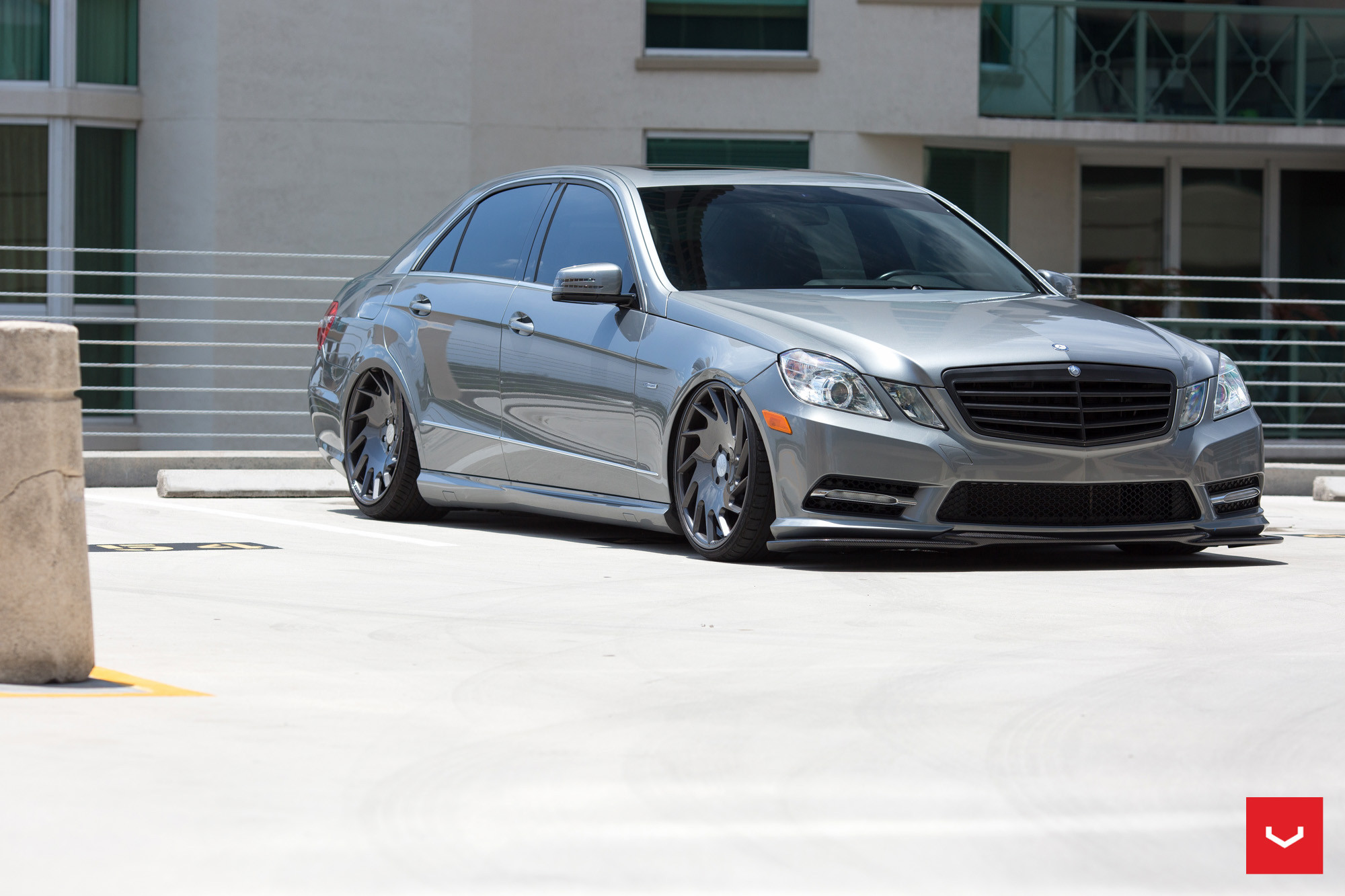 Gray Mercedes E Class with Blacked Out Grille - Photo by Vossen