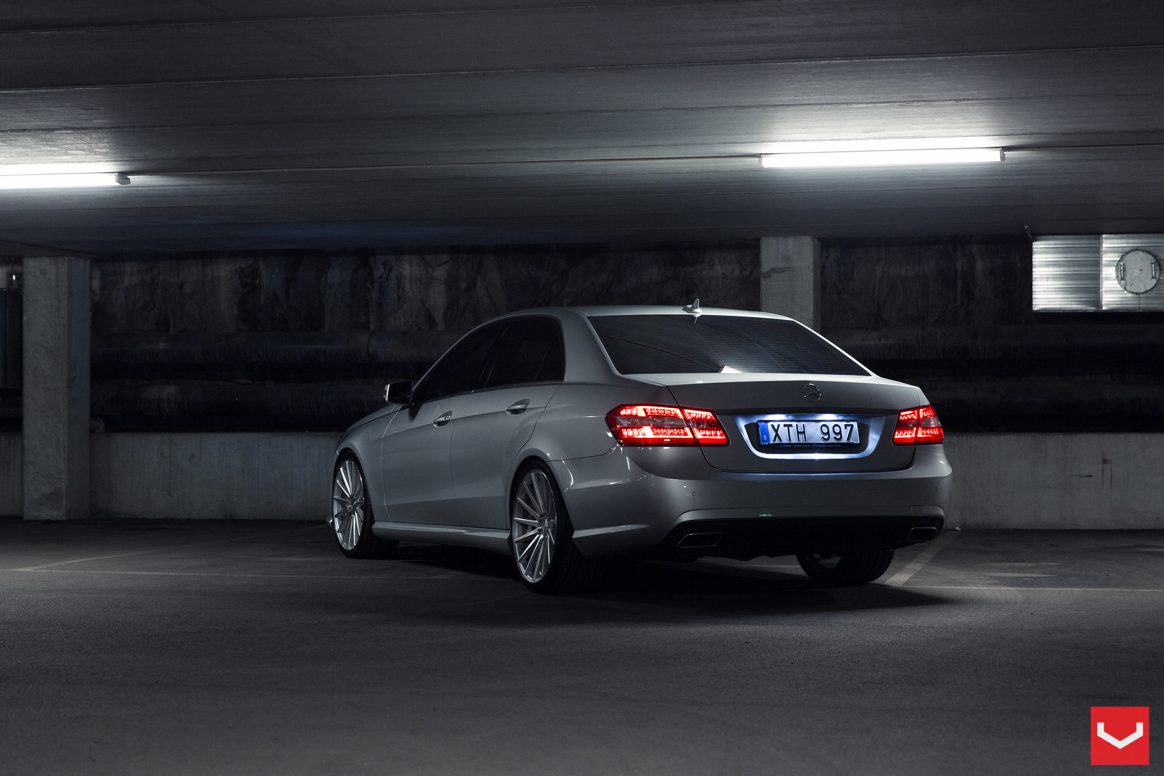 Silver Mercedes E Class with Custom LED Taillights - Photo by Vossen