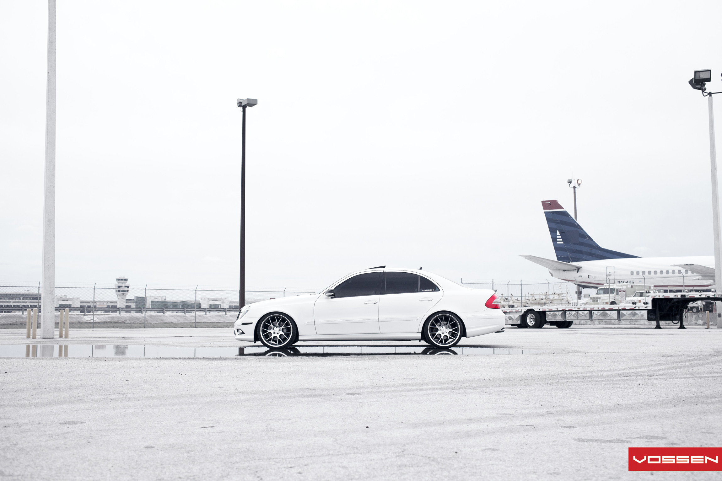 Chrome Vossen Wheels on White Mercedes E Class - Photo by Vossen