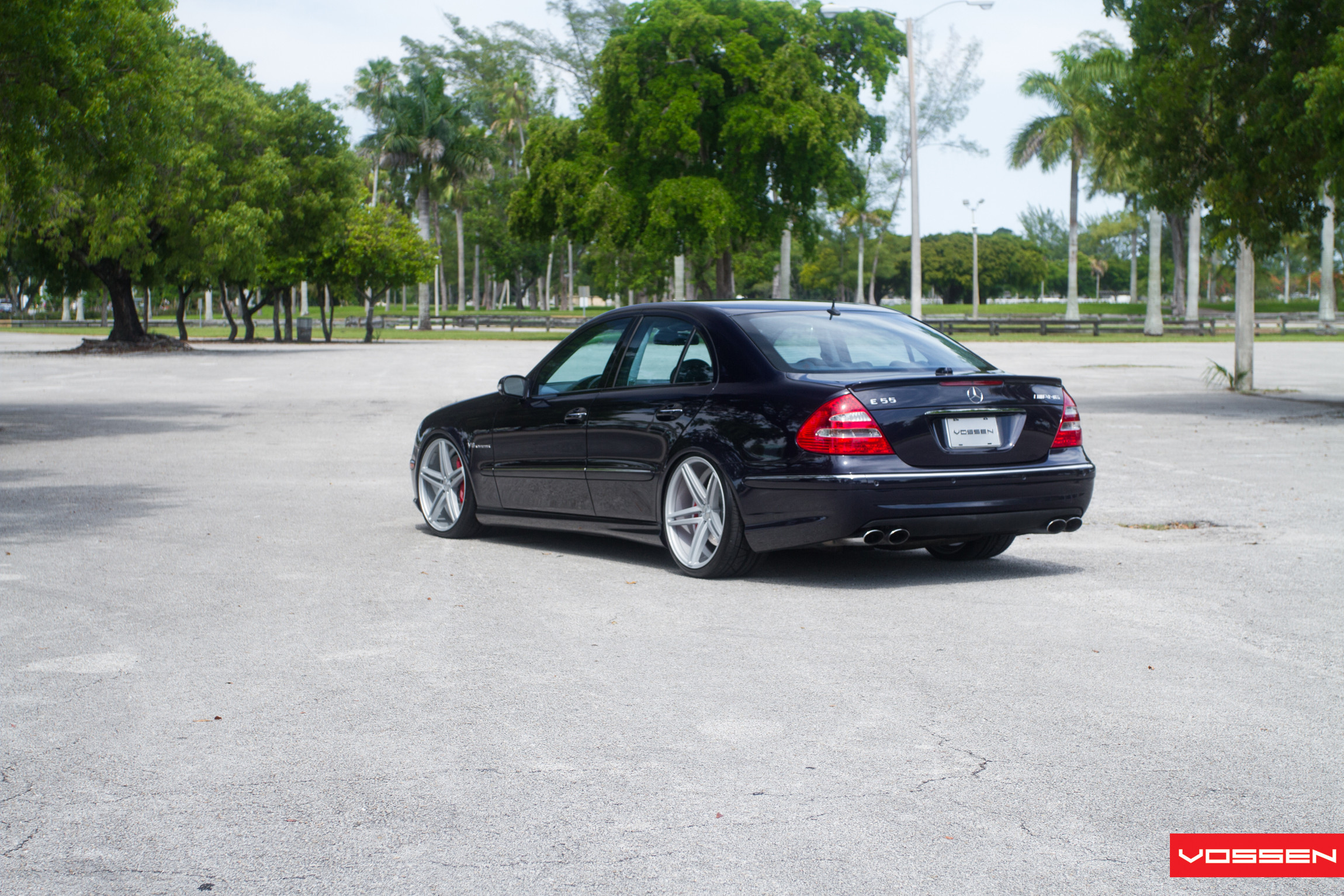 Factory Style Rear Lip Spoiler on Black Mercedes E Class - Photo by Vossen