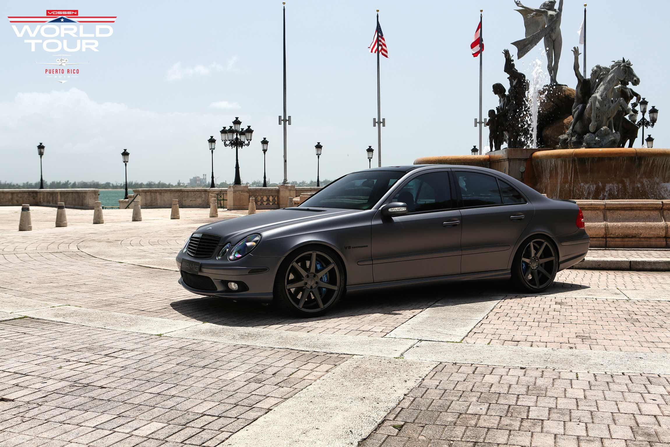 Blacked Out Custom Grille on Gray Mercedes E Class - Photo by Vossen