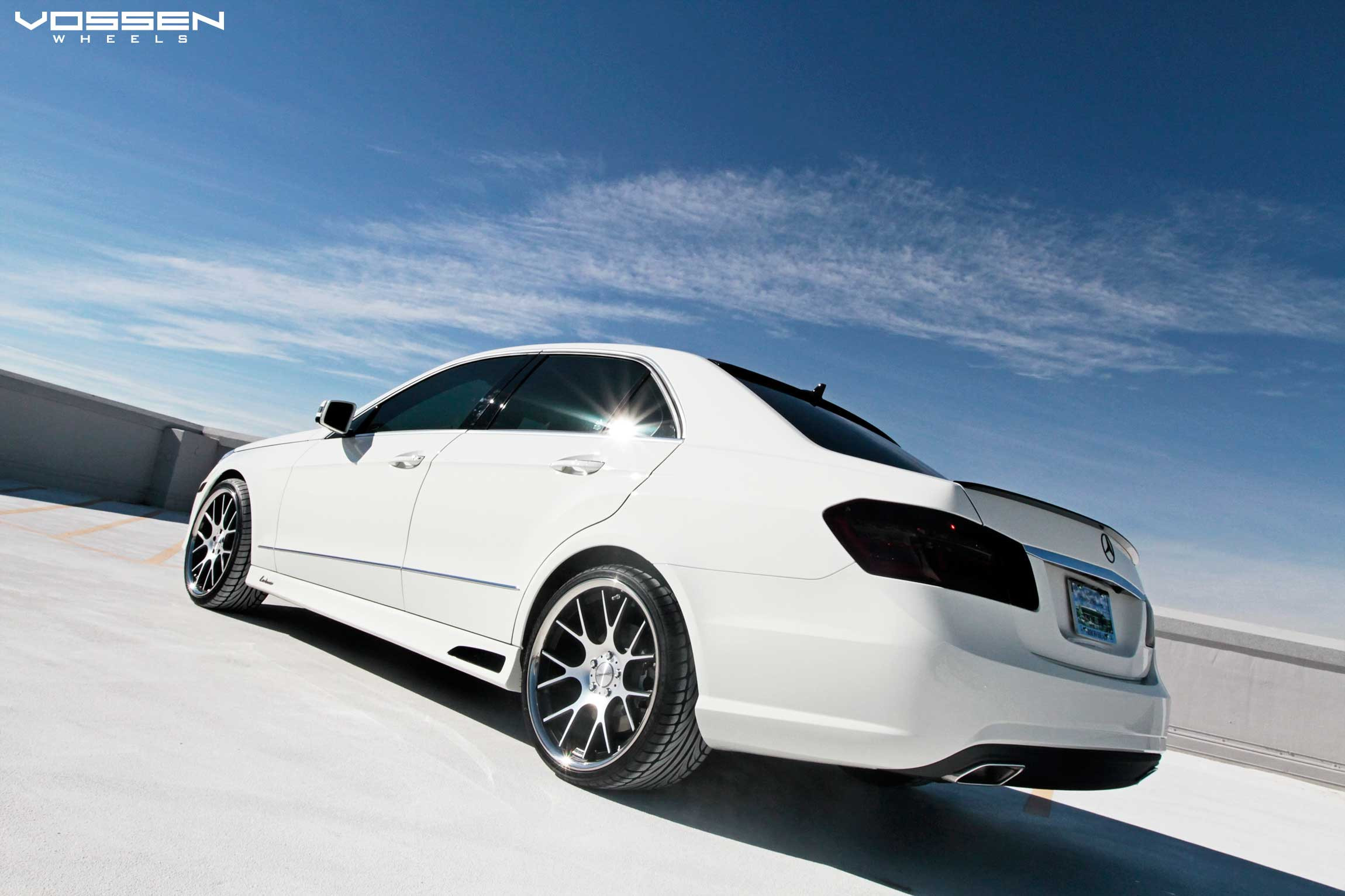 Custom Rear Bumper Cover on White Mercedes E Class - Photo by Vossen