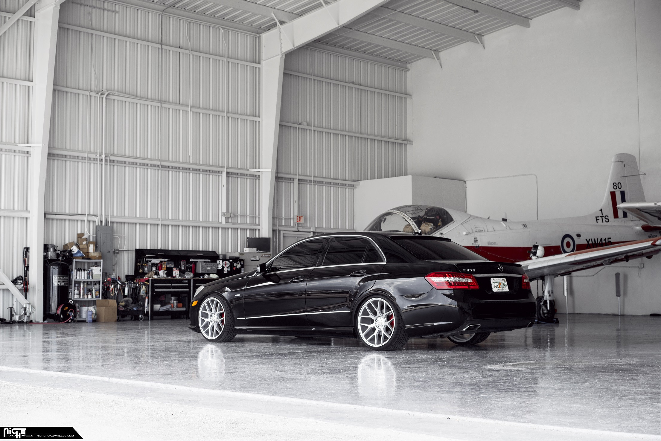 Black Mercedes E Class with Red Clear LED Taillights - Photo by Niche