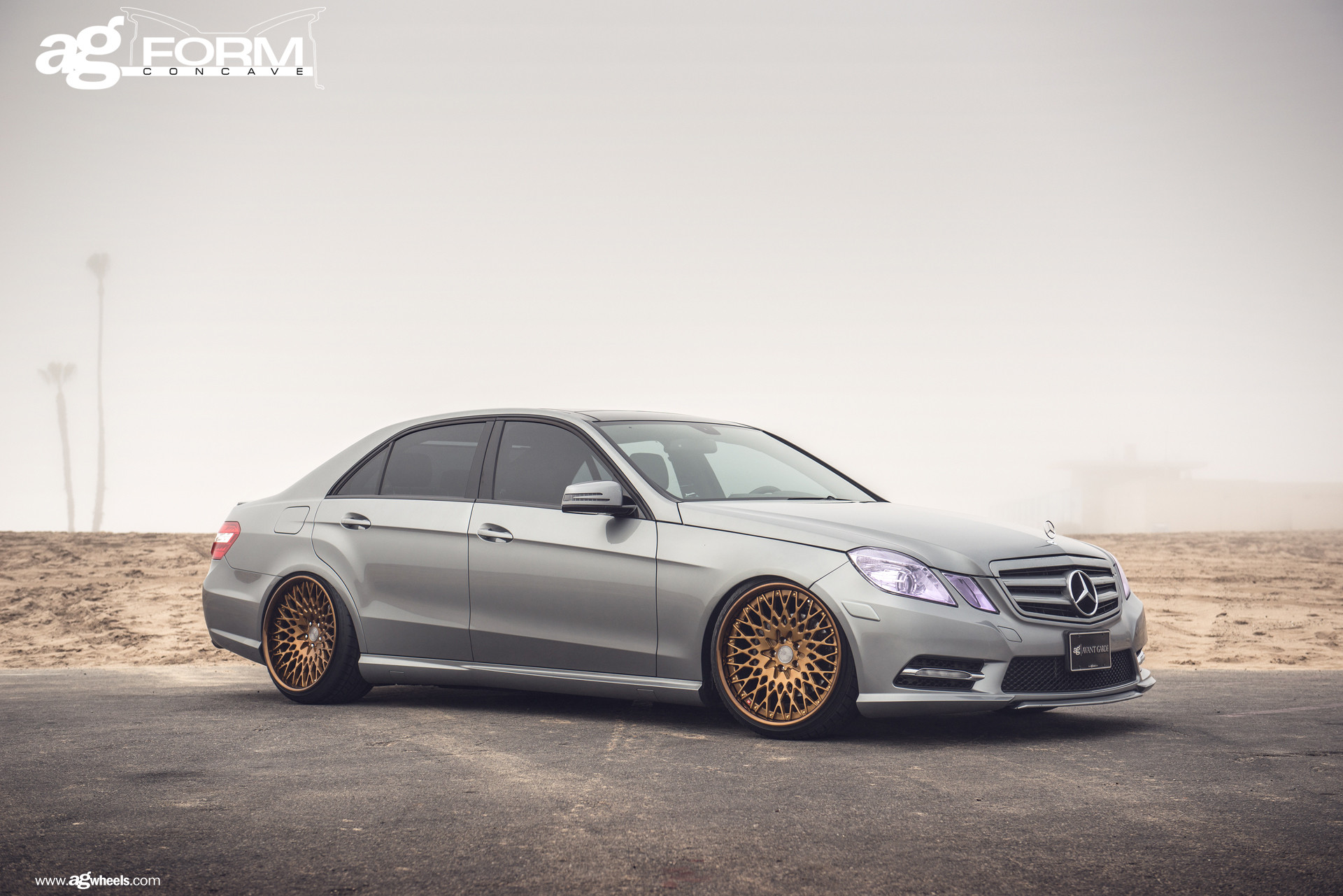 Aftermarket Headlights on Gray Mercedes E-Class - Photo by Avant Garde Wheels