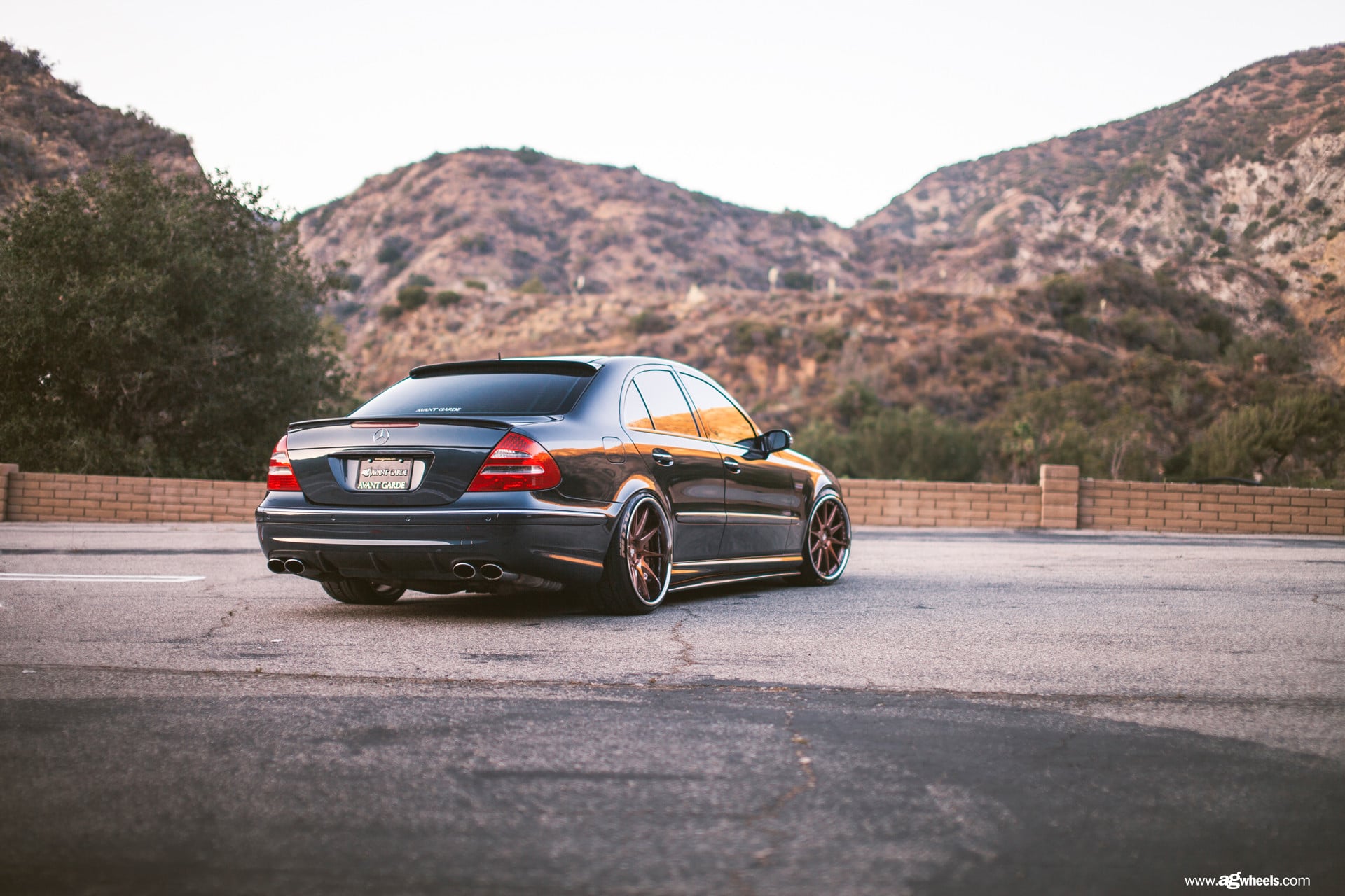Roofline Spoiler on Dark Blue Mercedes E-Class - Photo by Avant Garde Wheels