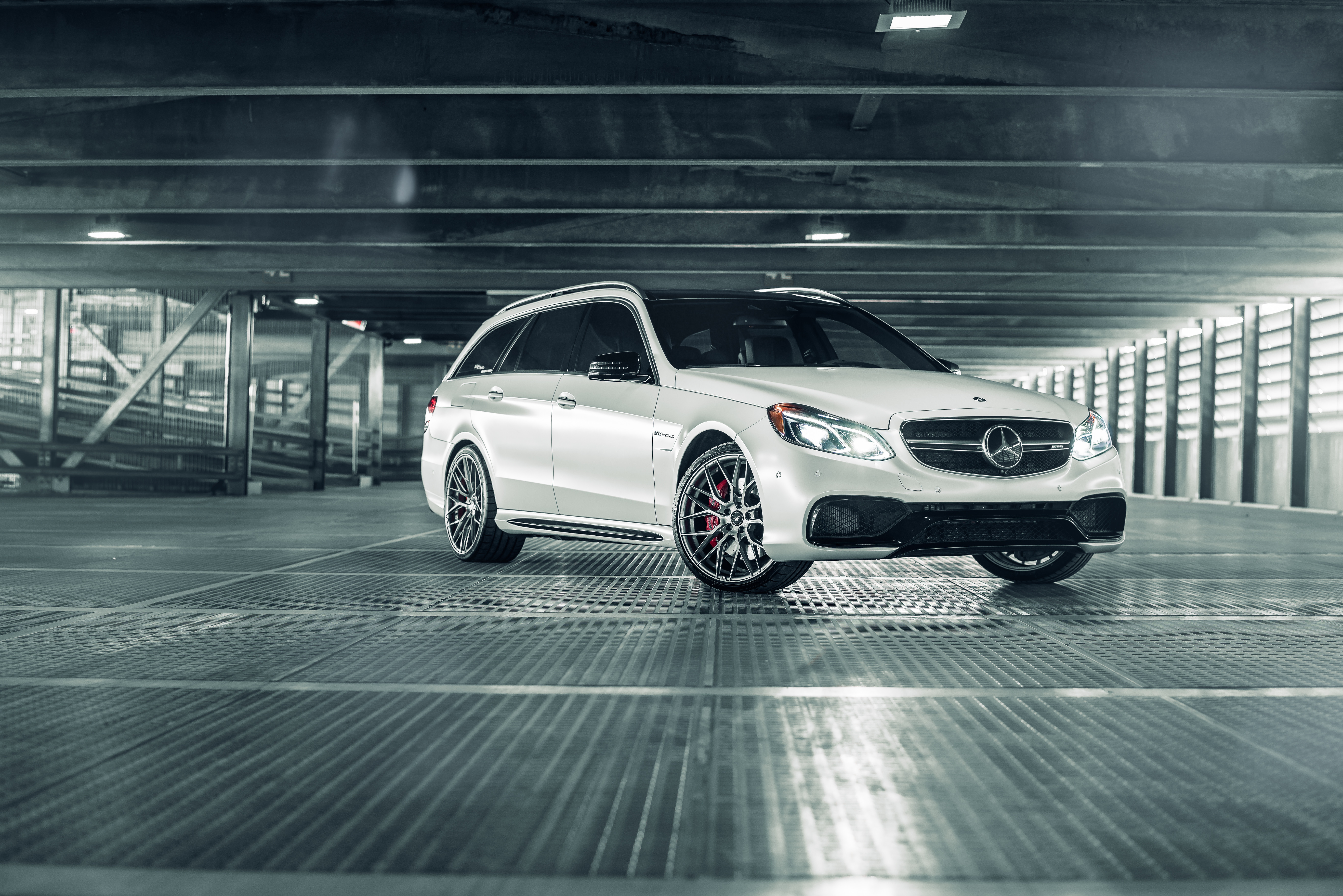 White Mercedes E Class with Custom LED Headlights - Photo by Vorstiner