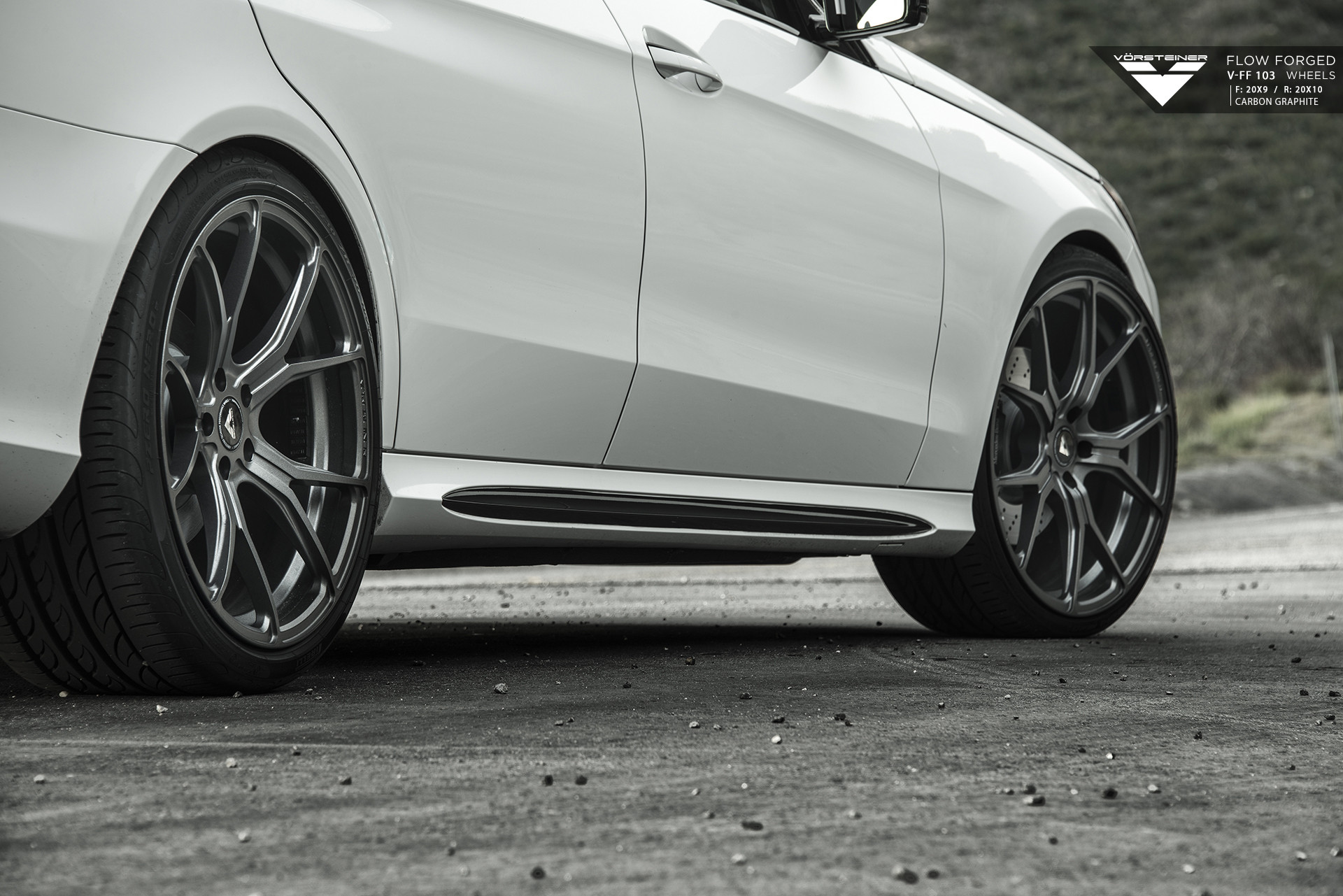 White Mercedes E Class with Aftermarket Side Skirts - Photo by Vorstiner